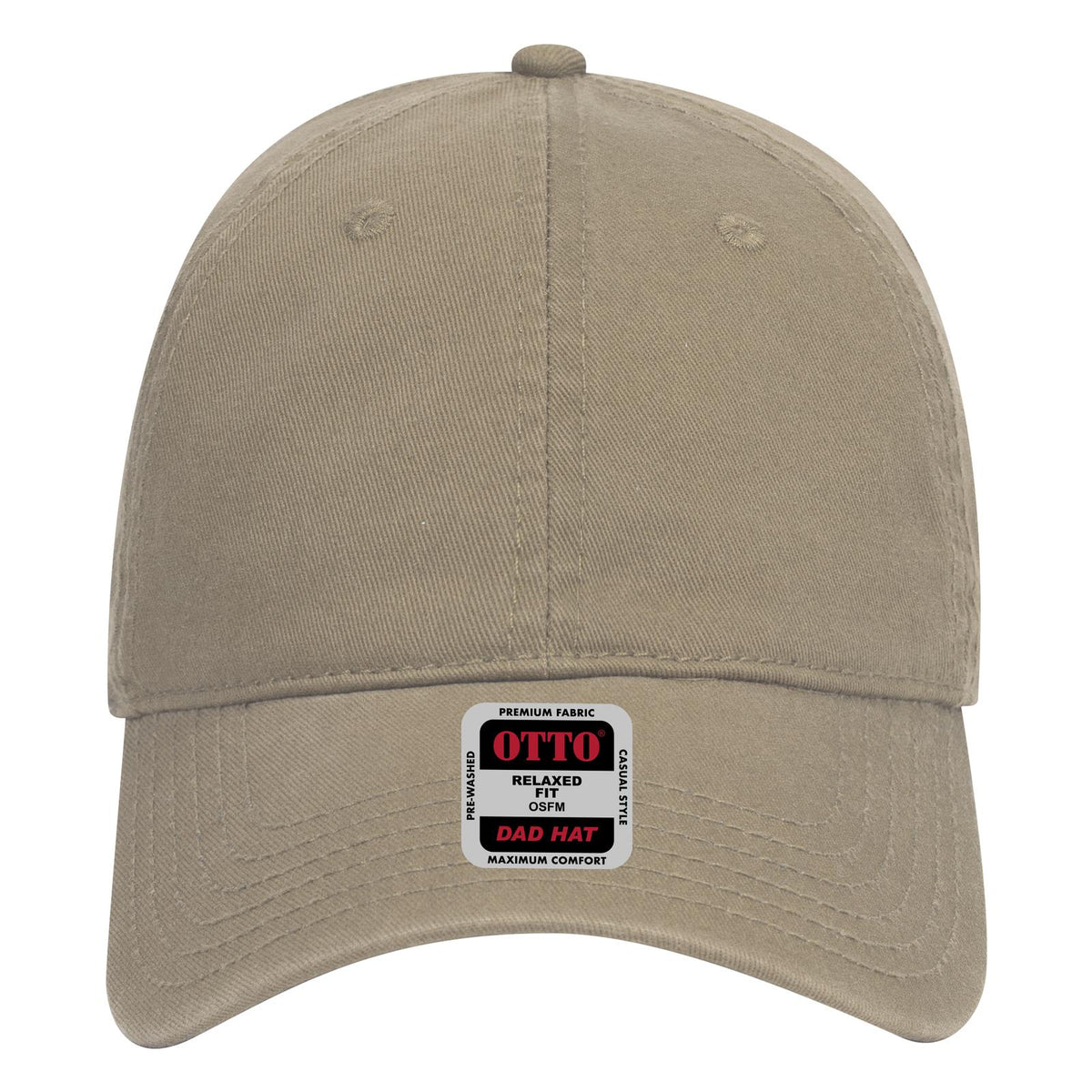 Front View of 053 - Dk. Khaki OTTO CAP 6 Panel Low Profile Dad Hat