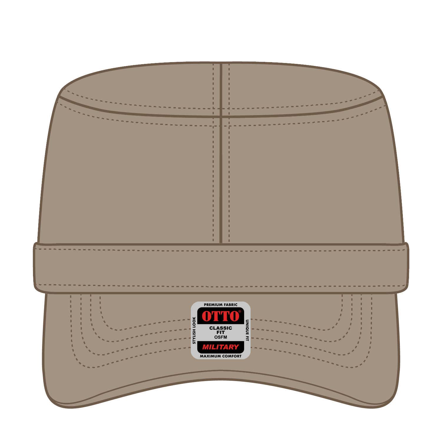 Front View of 053 - Dk. Khaki OTTO CAP Military Hat