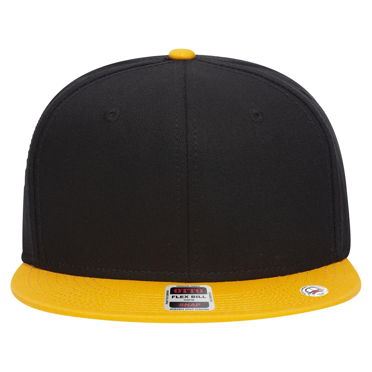 Front View of 060303 - Gld/Blk/Blk OTTO CAP “OTTO SNAP” 6 Panel Pro Style Snapback Hat