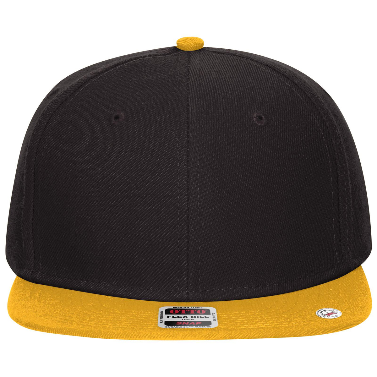 Front View of 060303 - Gld/Blk/Blk OTTO CAP "OTTO SNAP" 6 Panel Pro Style Snapback Hat