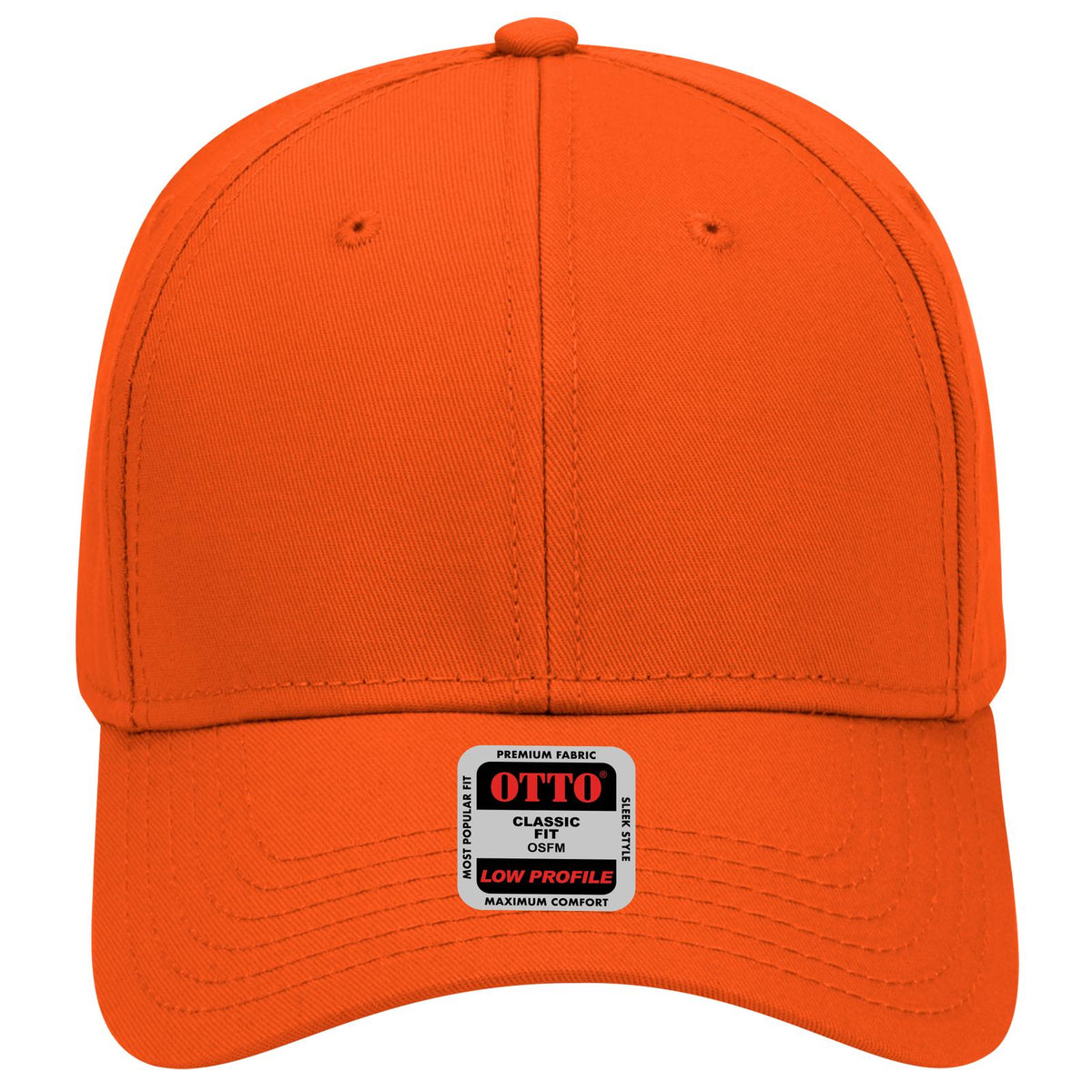 Front View of 062 - Orange OTTO CAP 6 Panel Low Profile Baseball Cap