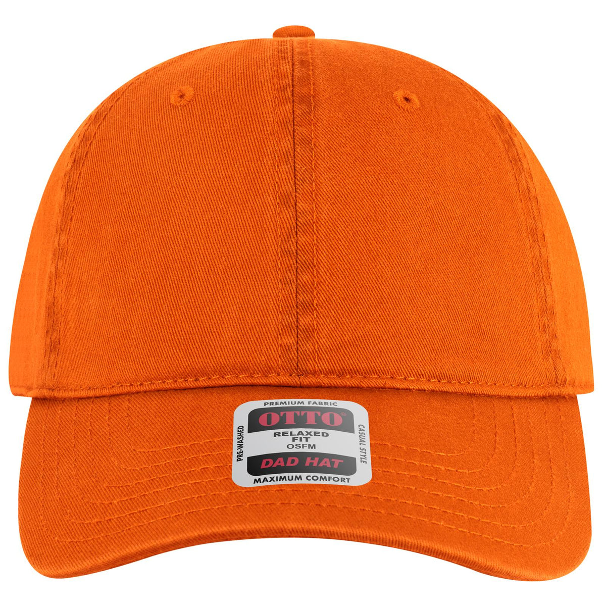 Front View of 062 - Orange OTTO CAP 6 Panel Low Profile Dad Hat