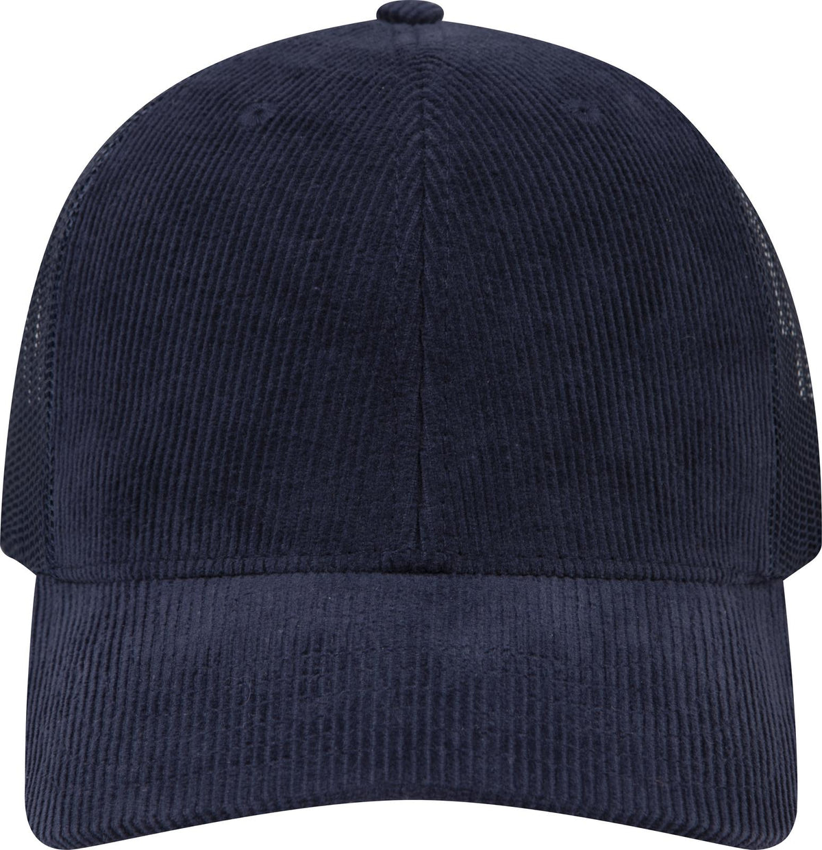 Front View of 067F - Nv Blu OTTO CAP 6 Panel Mid Profile Mesh Back Trucker Hat