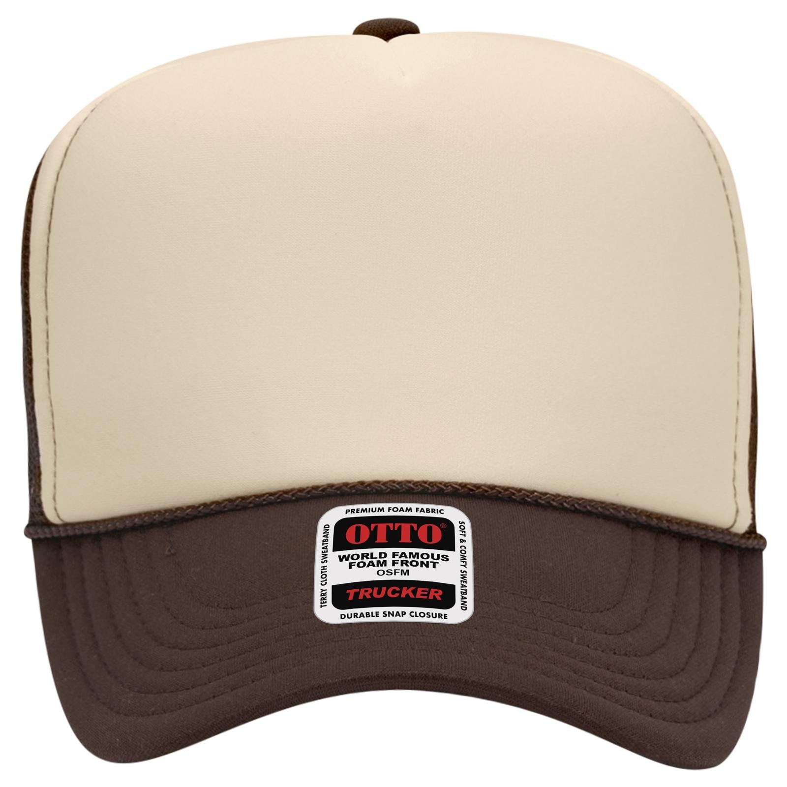 Right View of 071507 - Brn/Tan/Brn OTTO CAP 5 Panel High Crown Mesh Back Trucker Hat