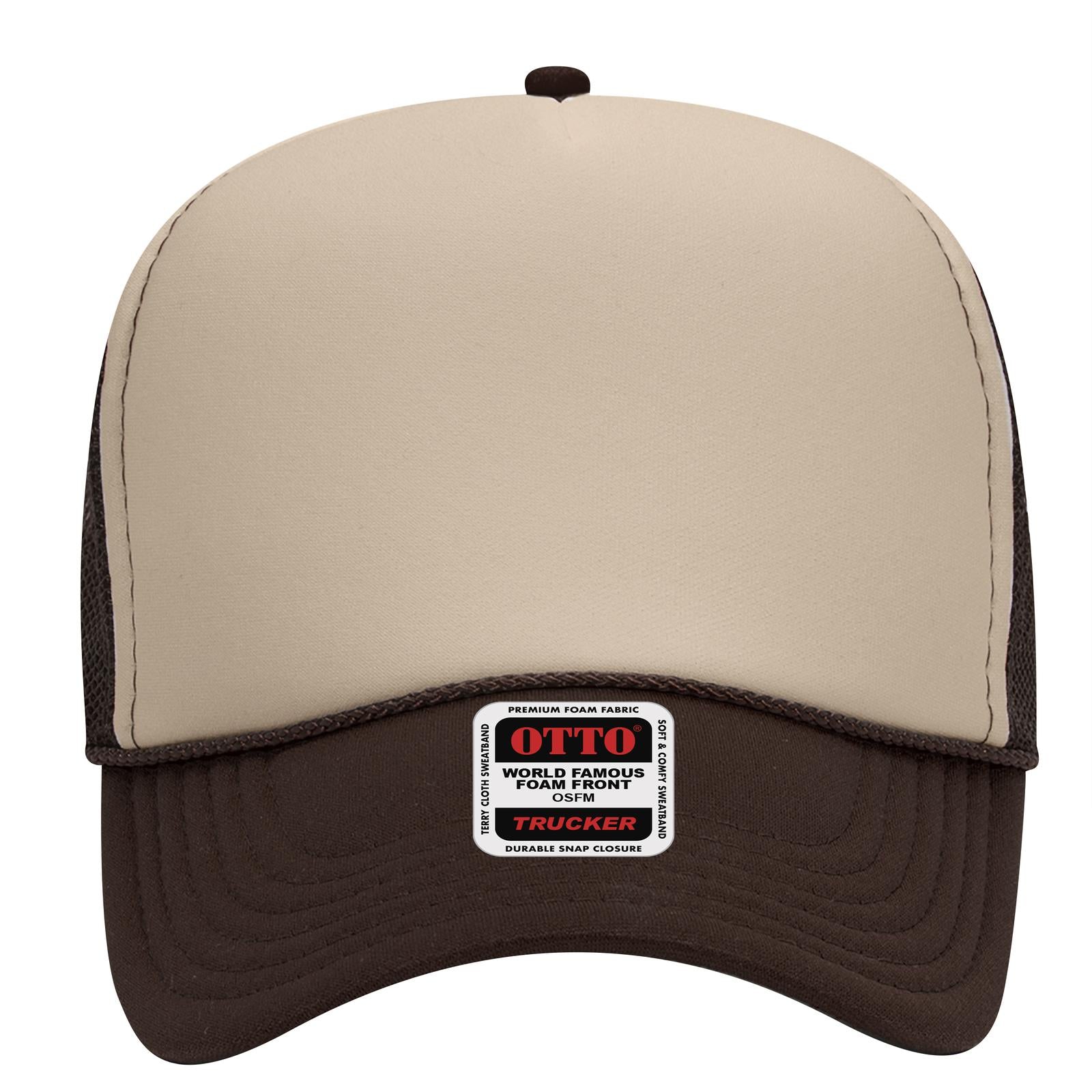 Right View of 071507 - Brn/Tan/Brn OTTO CAP 5 Panel Mid Profile Mesh Back Trucker Hat