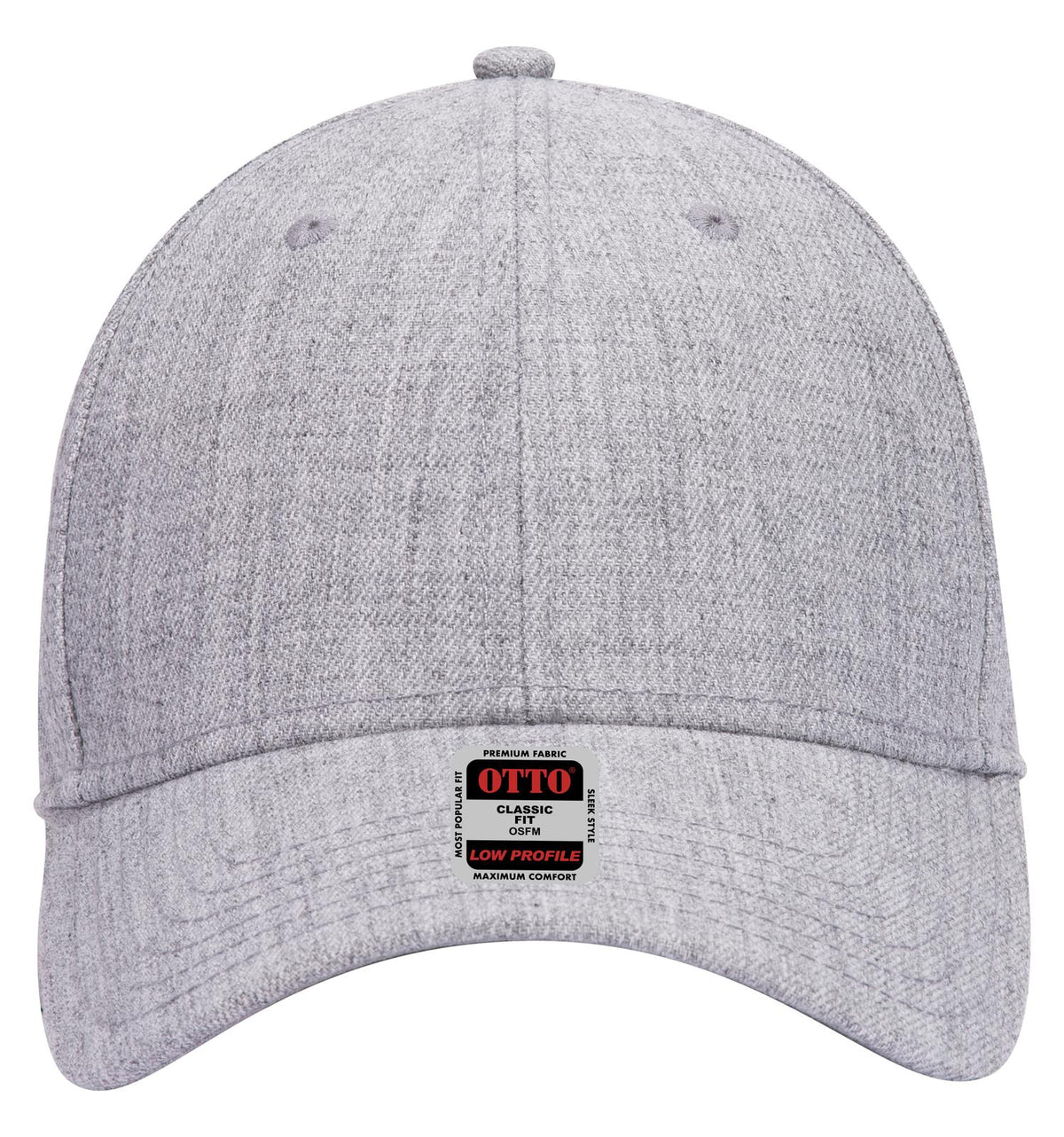 Front View of 074 - Heath. Gray OTTO CAP 6 Panel Low Profile Baseball Cap
