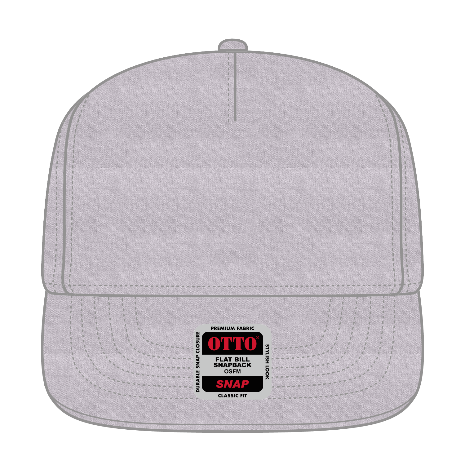 Front View of 074 - Heath. Gray OTTO CAP "OTTO SNAP" 5 Panel Pro Style Snapback Hat