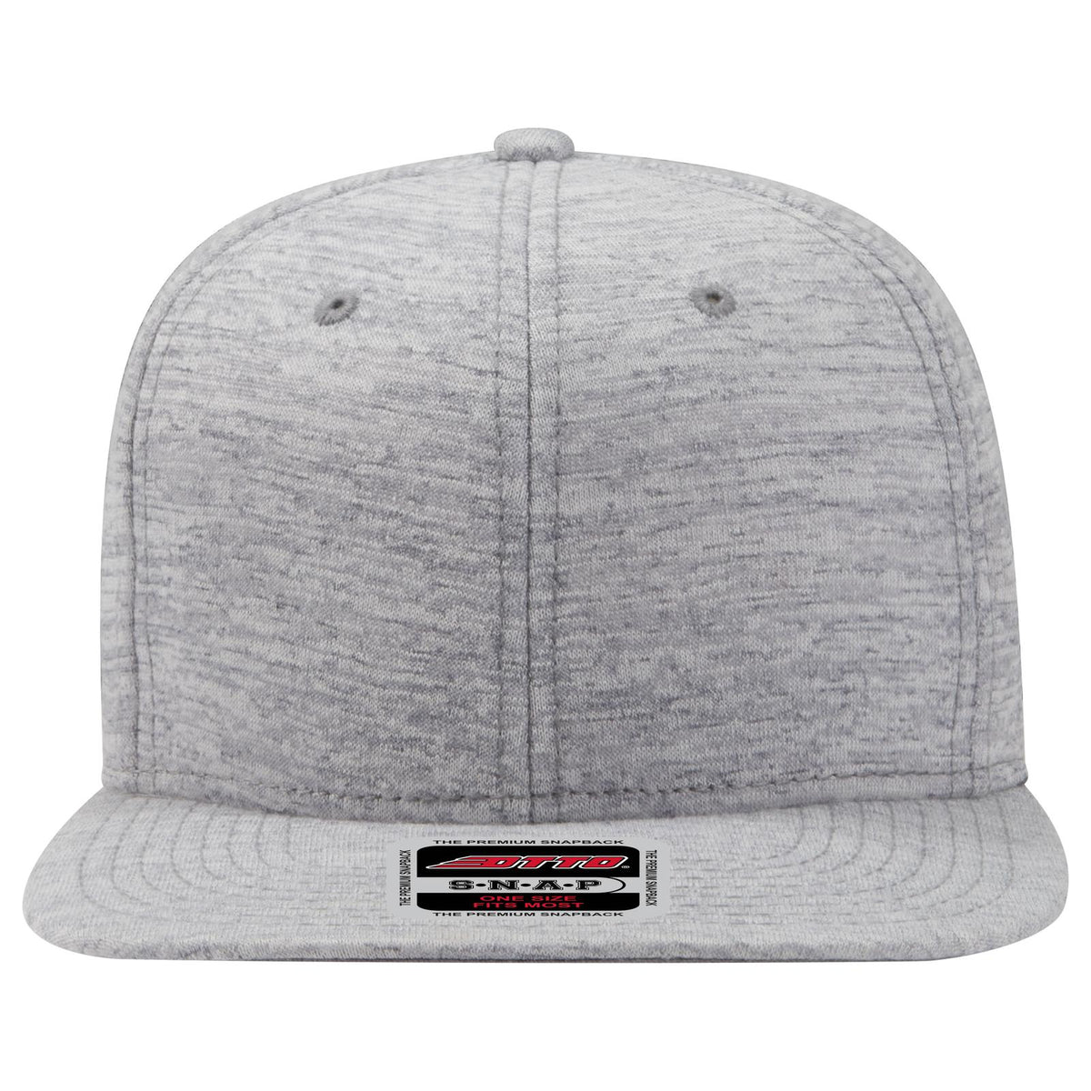 Front View of 074 - Heath. Gray OTTO CAP "OTTO SNAP" 6 Panel Mid Profile Snapback Hat