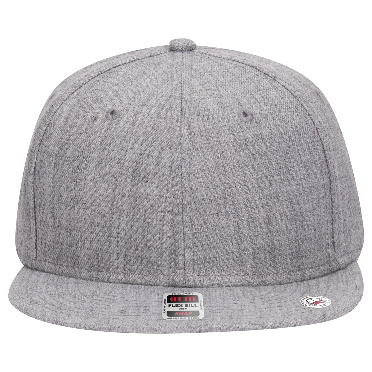 Front View of 074 - Heath. Gray OTTO CAP "OTTO SNAP" 6 Panel Pro Style Snapback Hat