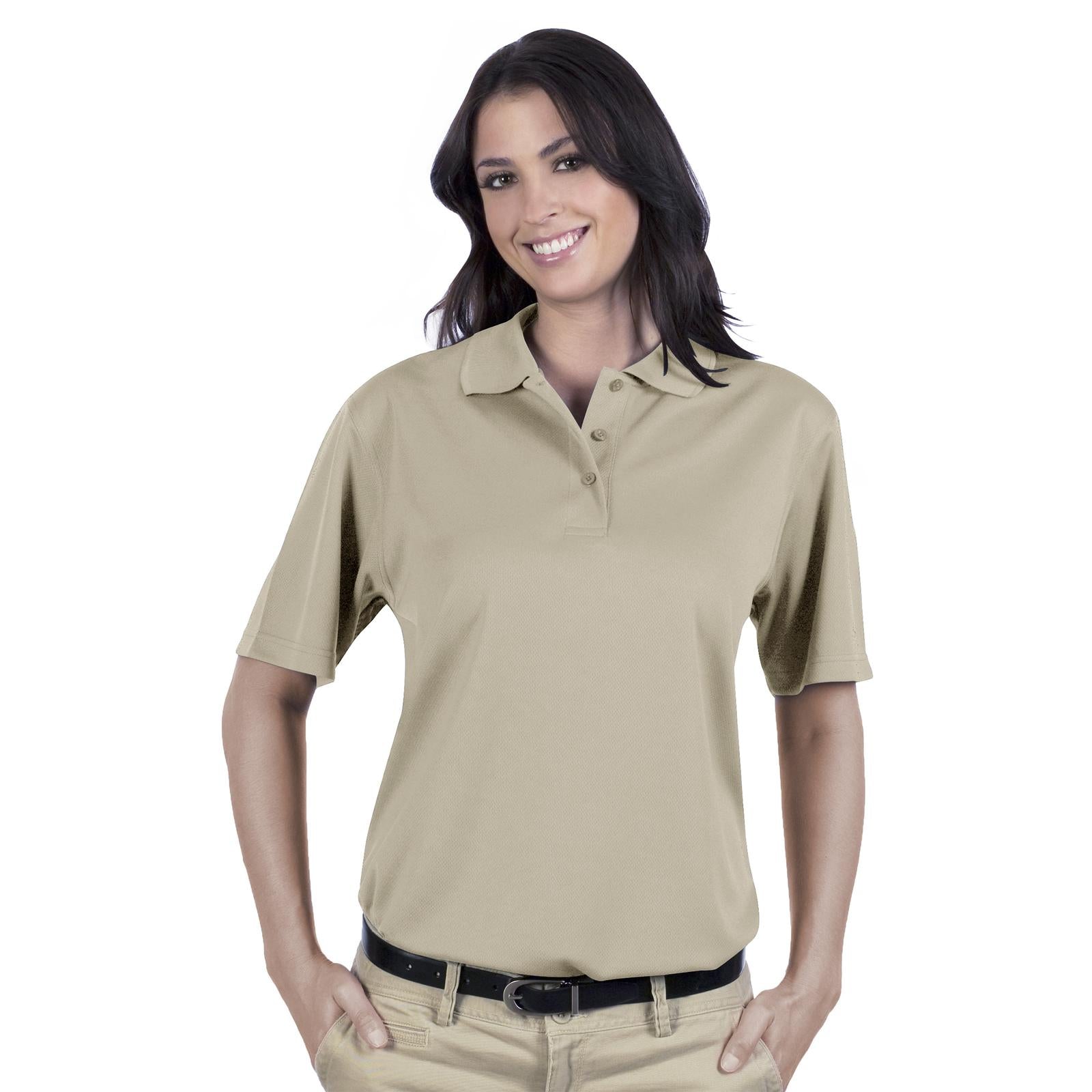 Front View of 077 - Sand OTTO Ladies' Performance Sport Shirt
