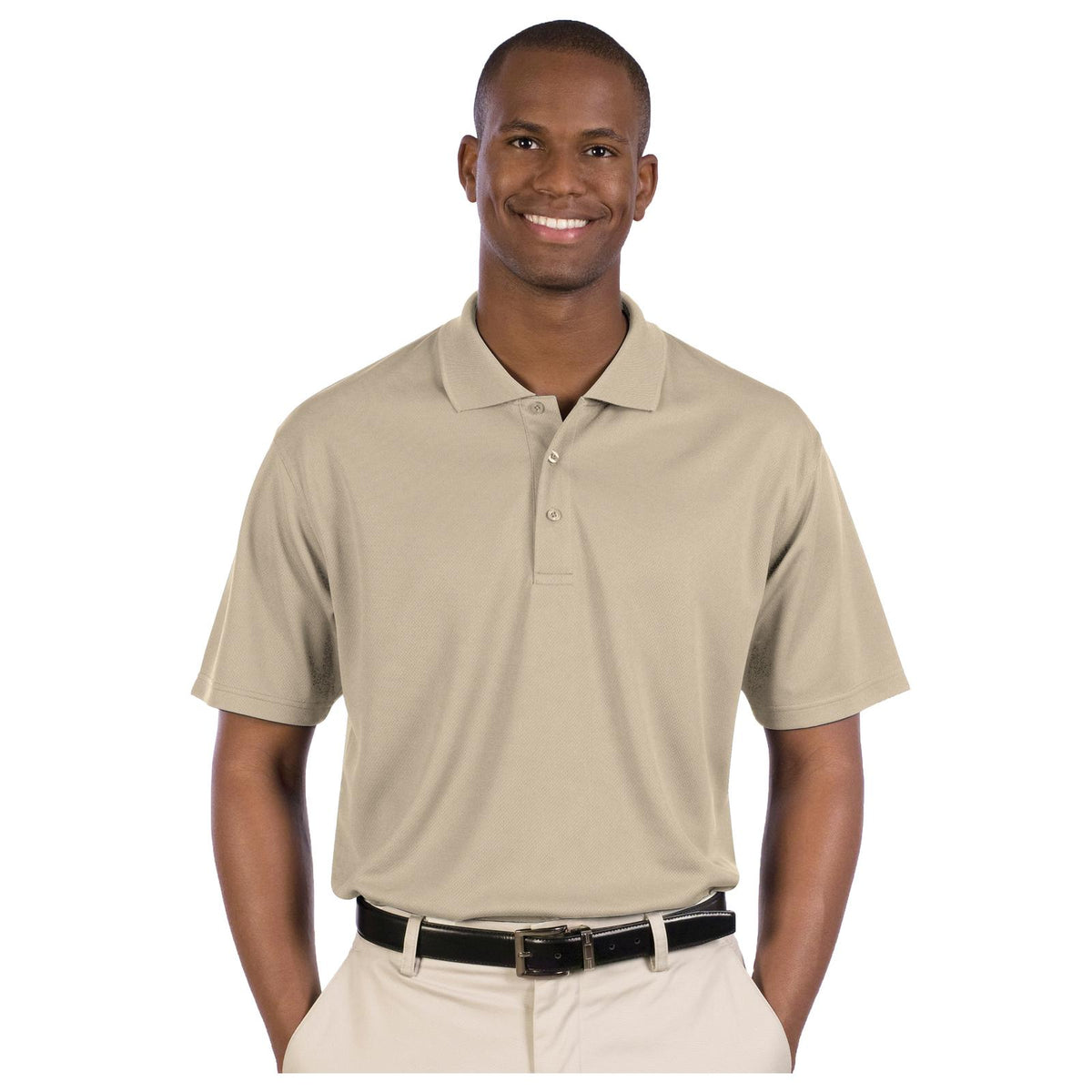 Front View of 077 - Sand OTTO Men's Performance Sport Shirt