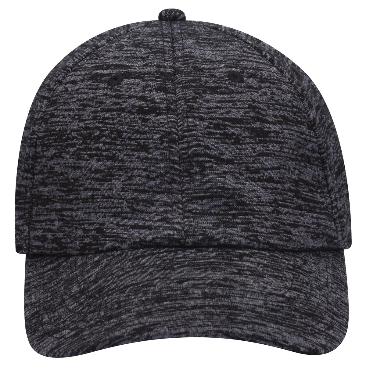 Front View of 080 - Heath. Black OTTO CAP 6 Panel Low Profile Baseball Cap