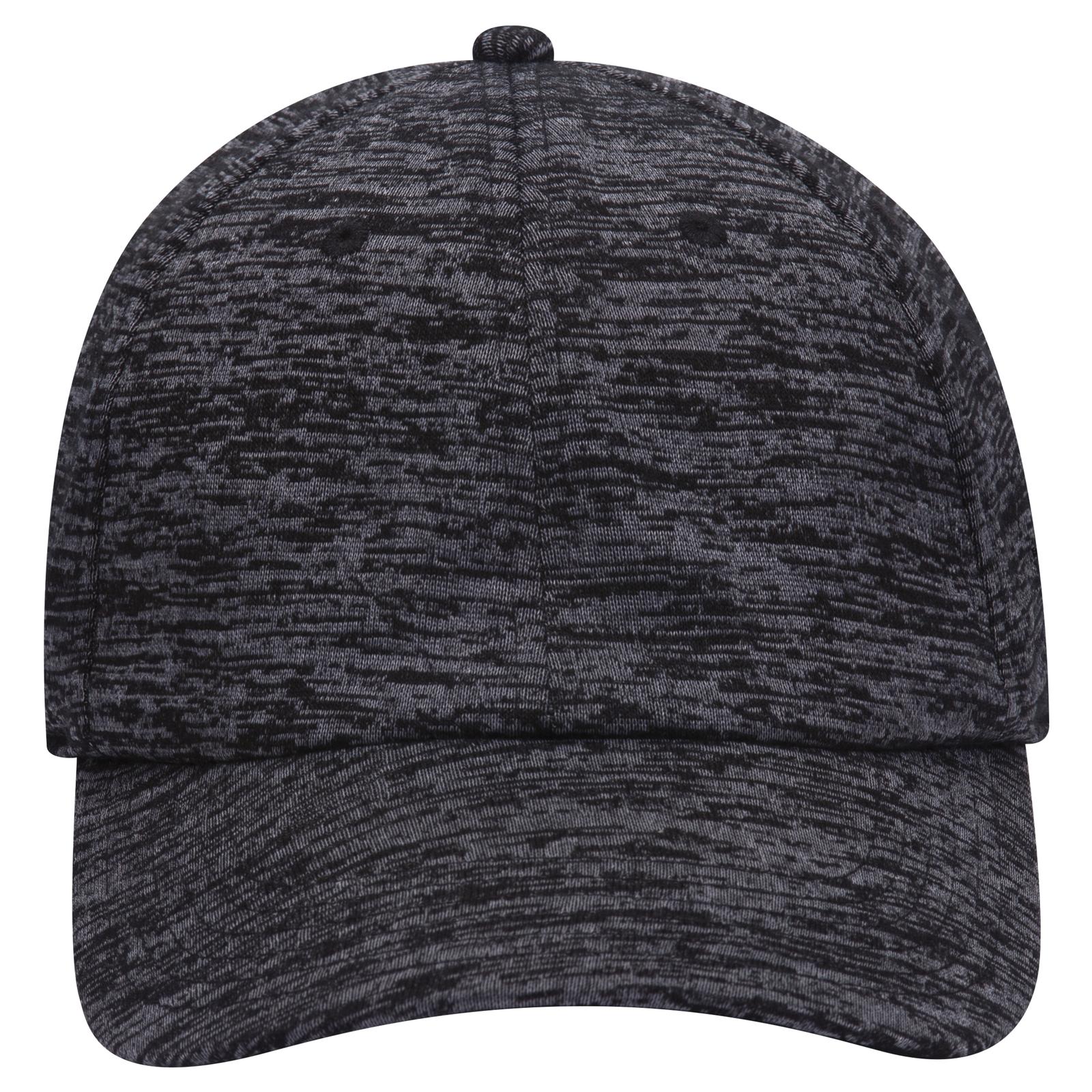Front View of 080 - Heath. Black OTTO CAP 6 Panel Low Profile Baseball Cap