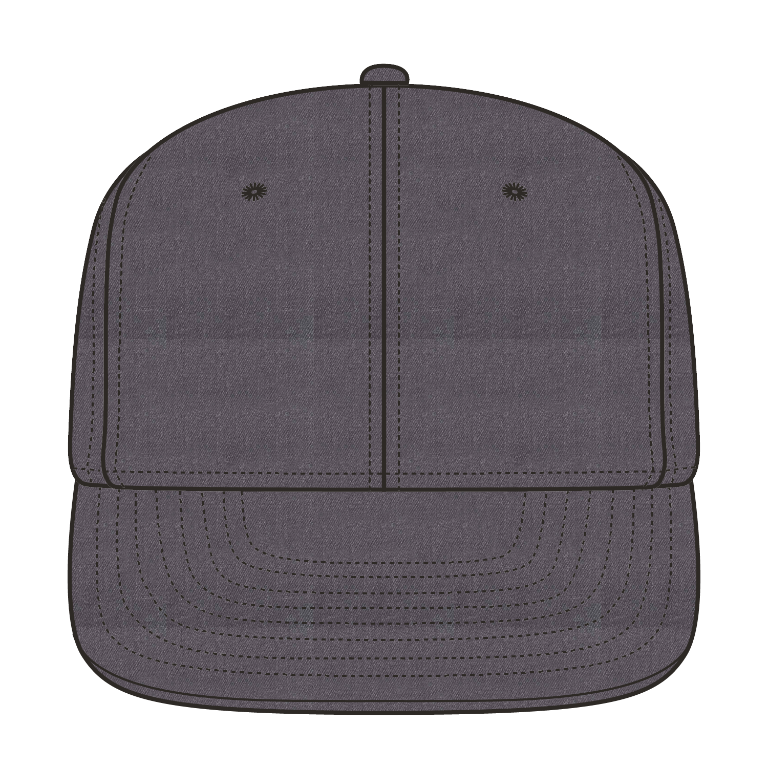 Front View of 080 - Heath. Black OTTO CAP 6 Panel Mid Profile Flat Visor Strapback Hat