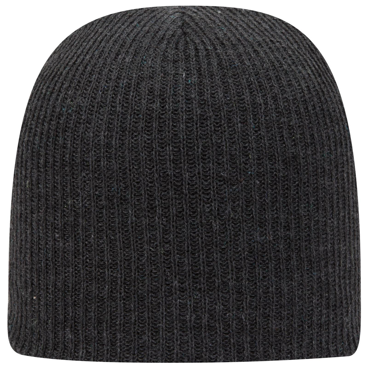 Front View of 080 - Heath. Black OTTO CAP 9 1/2" Premium Rib Knit Beanie