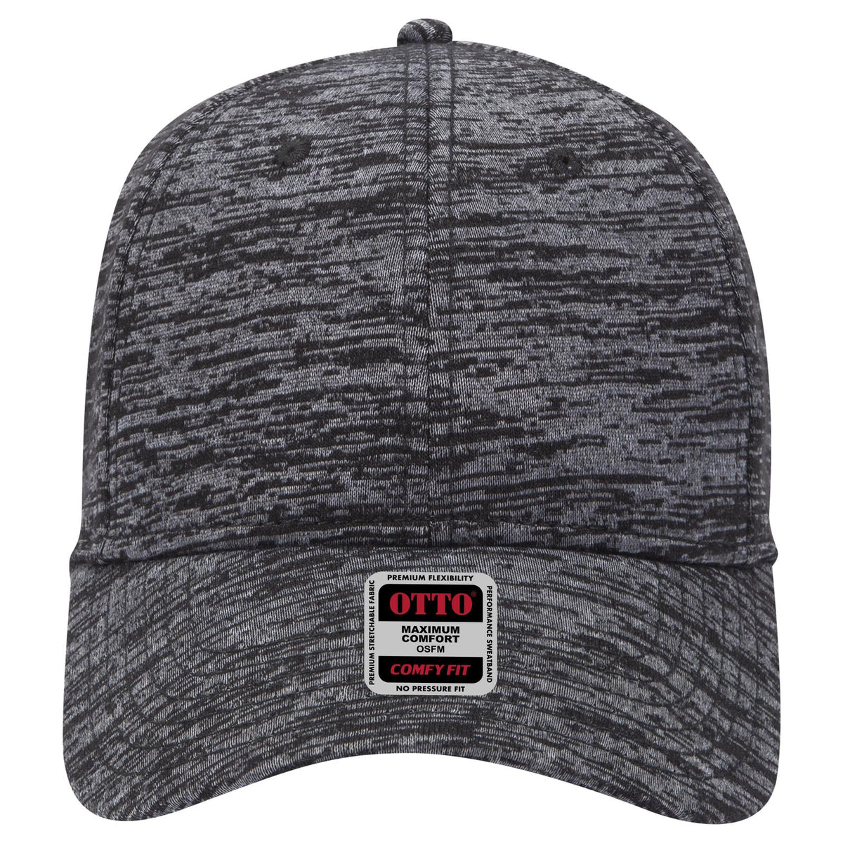 Front View of 080 - Heath. Black OTTO CAP "OTTO COMFY FIT" 6 Panel Low Profile Baseball Cap