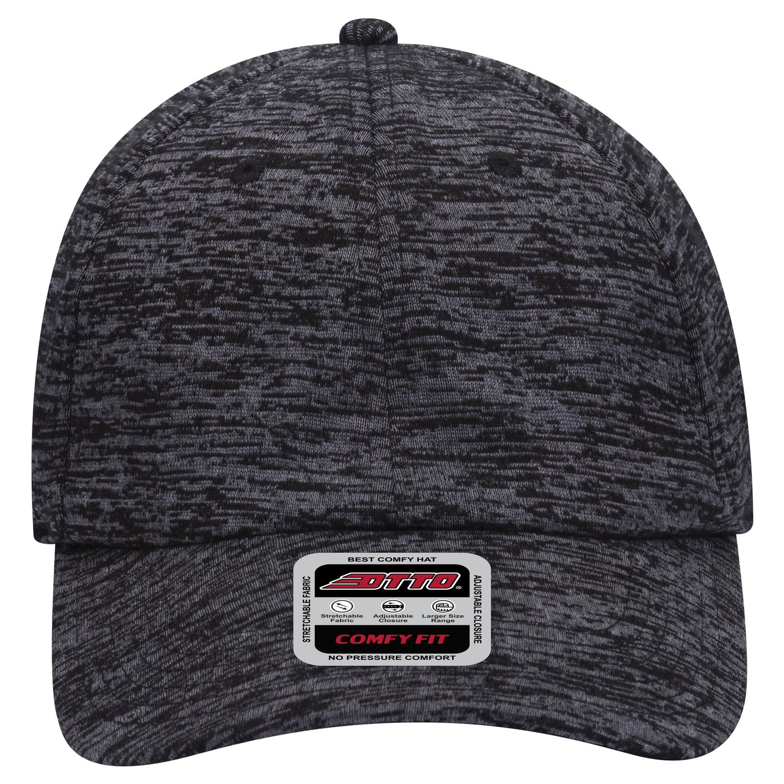 Front View of 080 - Heath. Black OTTO CAP "OTTO COMFY FIT" 6 Panel Low Profile Baseball Cap