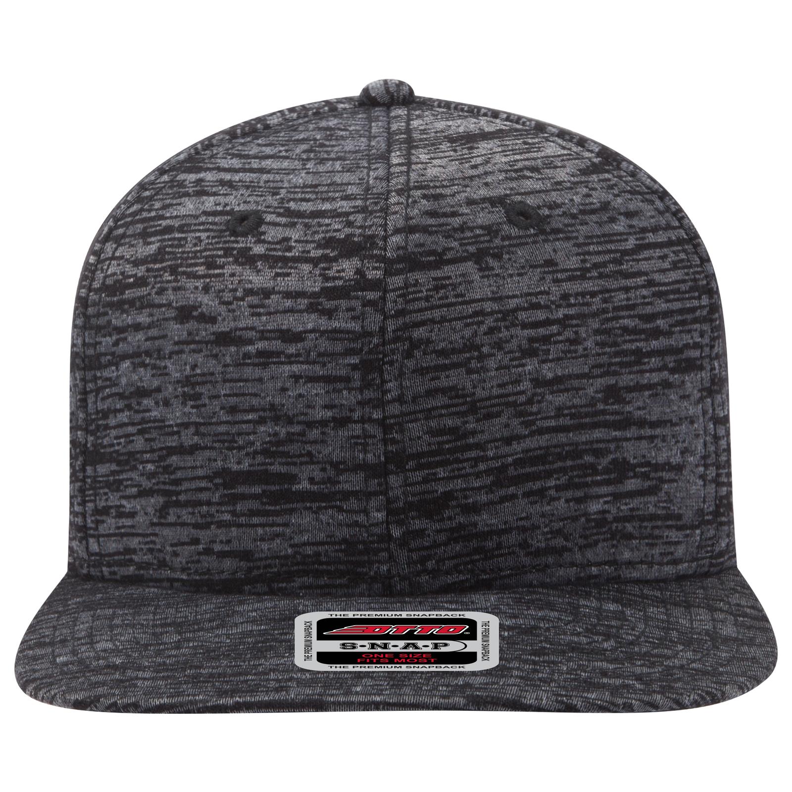 Right View of 080 - Heath. Black OTTO CAP "OTTO SNAP" 6 Panel Mid Profile Snapback Hat