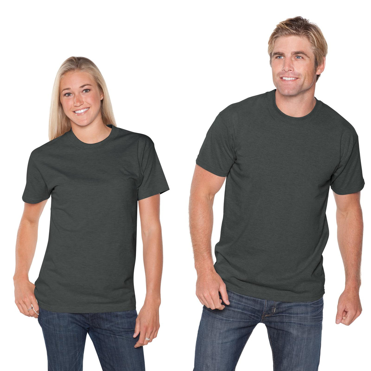 Front View of 080 - Heath. Black OTTO Unisex Heavyweight Comfy Tee T-Shirt
