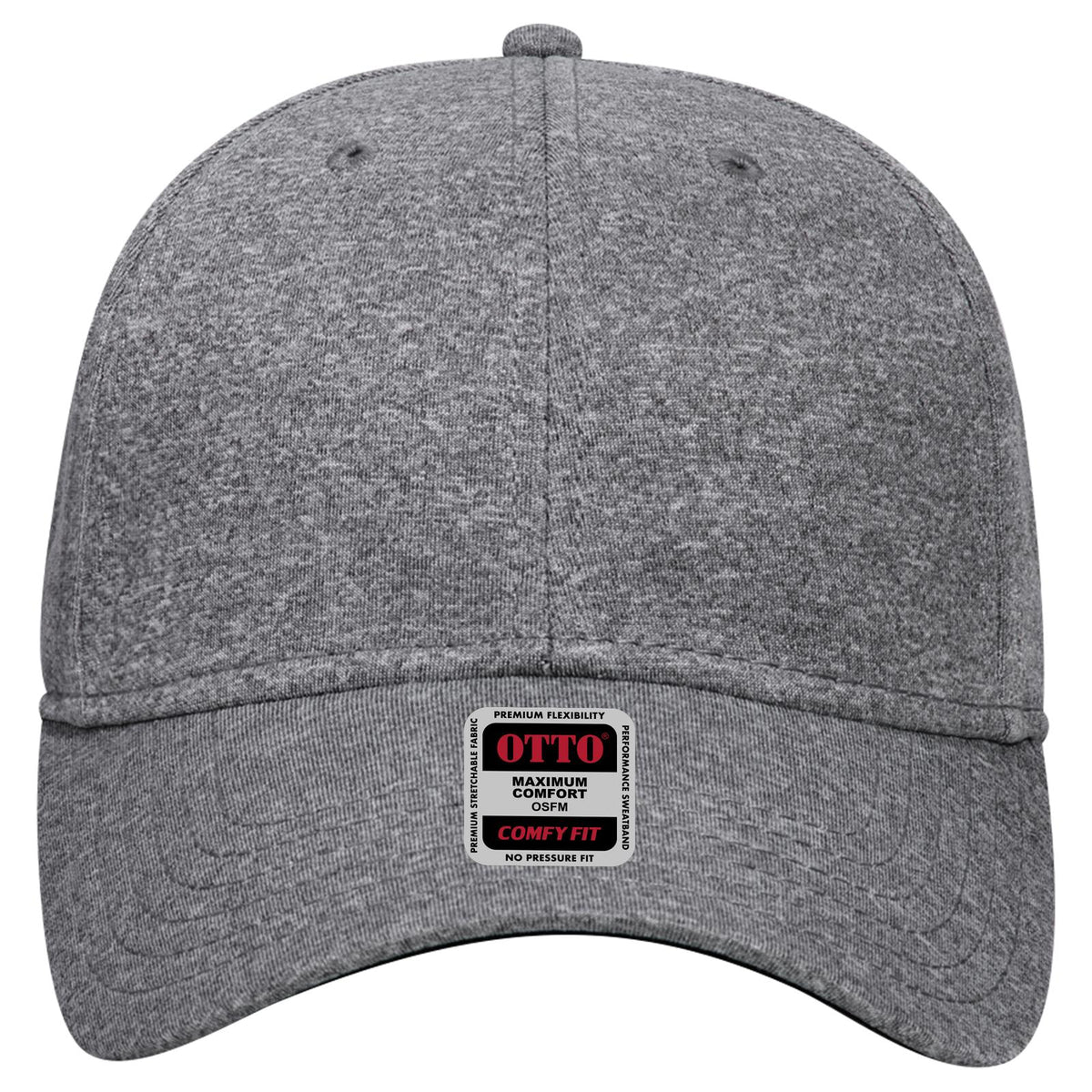 Front View of 080A - Heath. Black OTTO CAP "OTTO COMFY FIT" 6 Panel Low Profile Baseball Cap