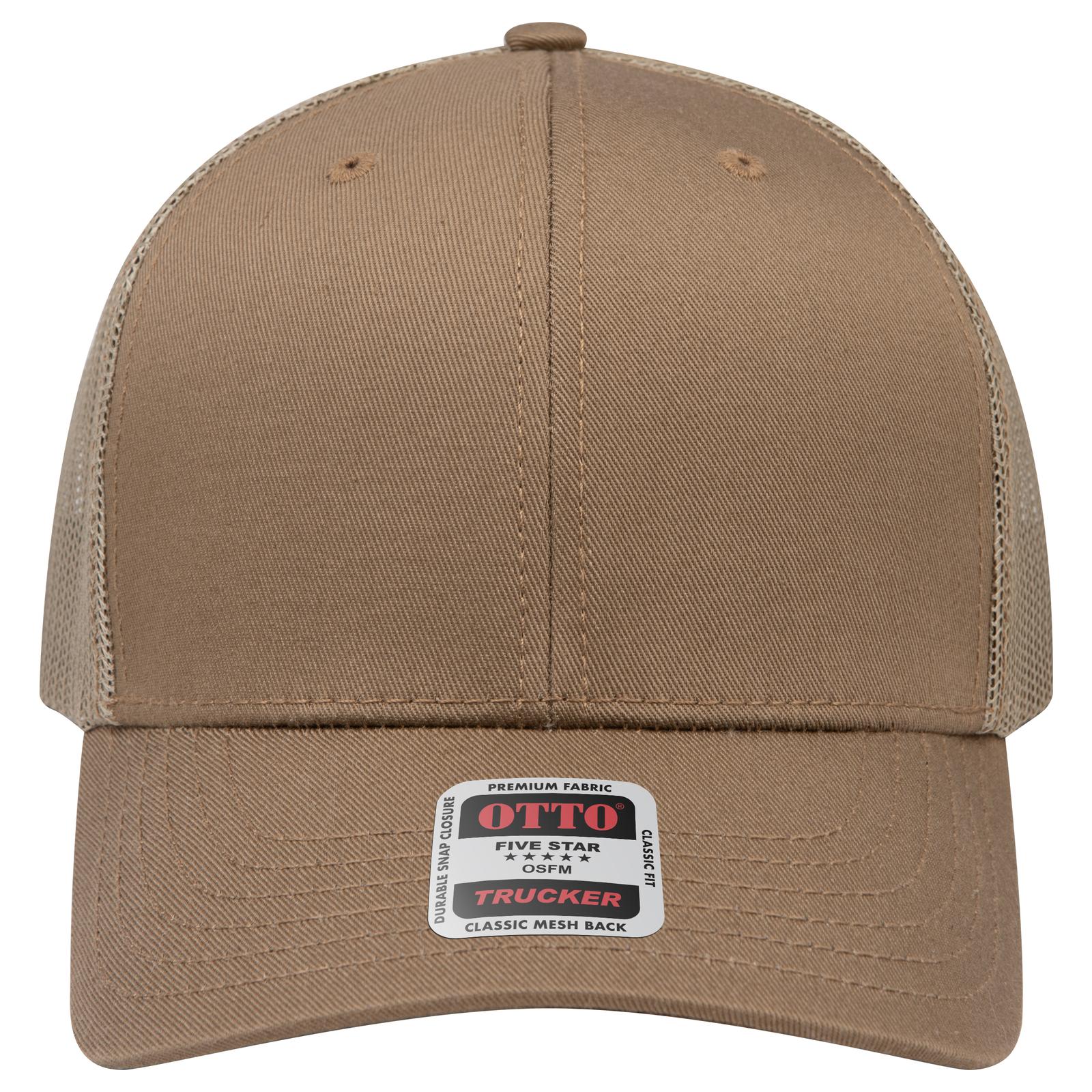 Right View of 084 - Coyote Brown OTTO CAP 6 Panel Mid Profile Mesh Back Trucker Hat