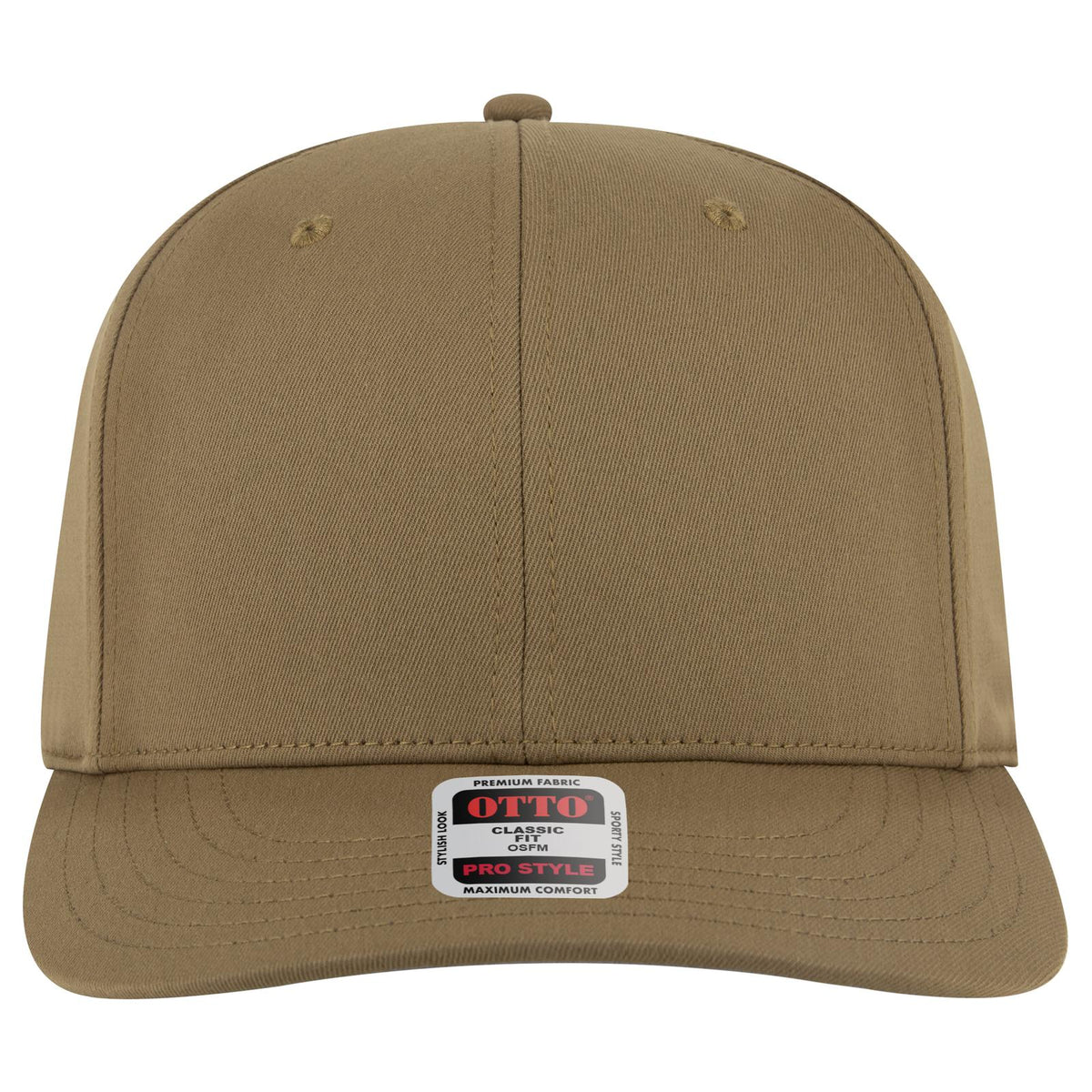 Front View of 084 - Coyote Brown OTTO CAP 6 Panel Pro Style Baseball Cap