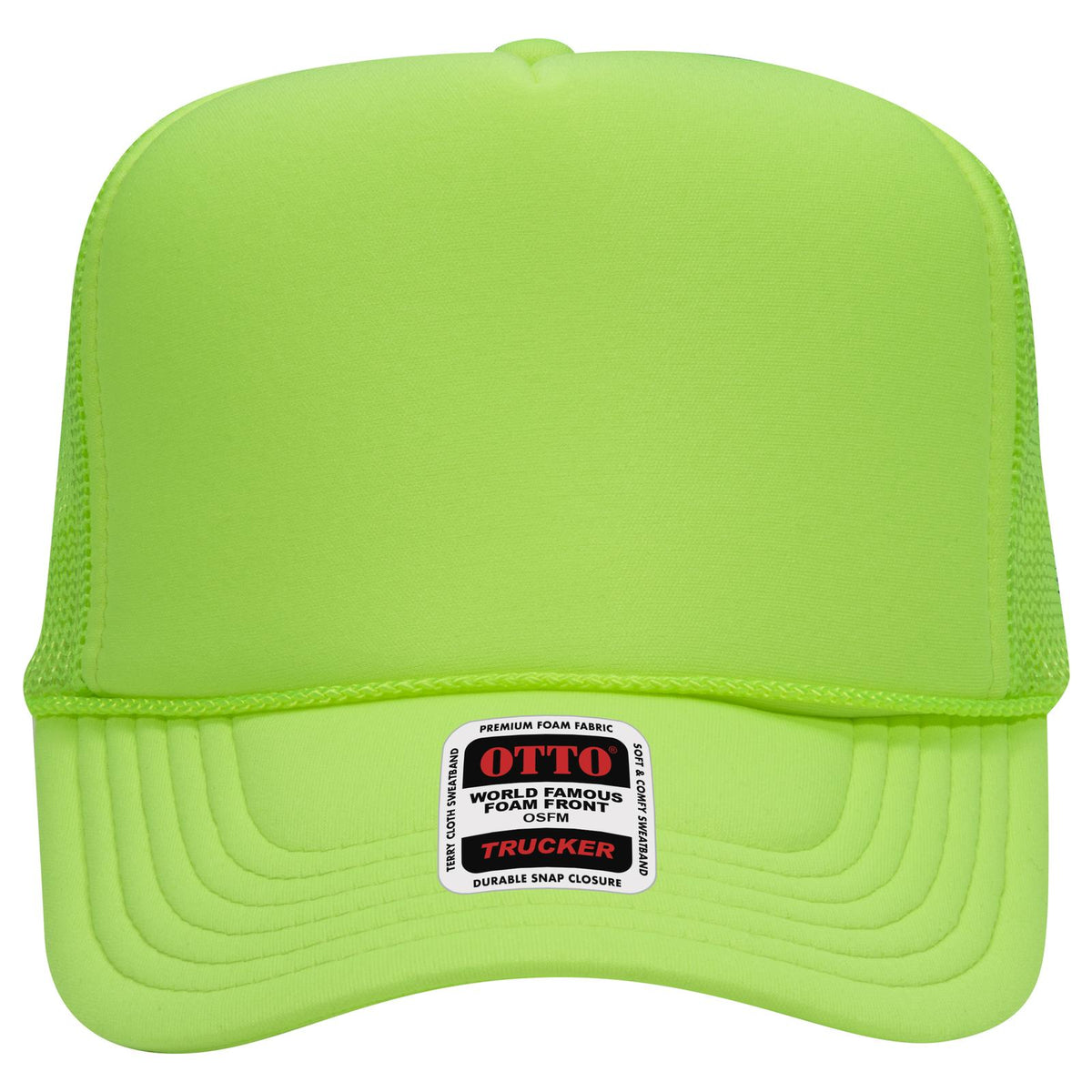 Front View of 088 - N. Green OTTO CAP 5 Panel High Crown Mesh Back Trucker Hat