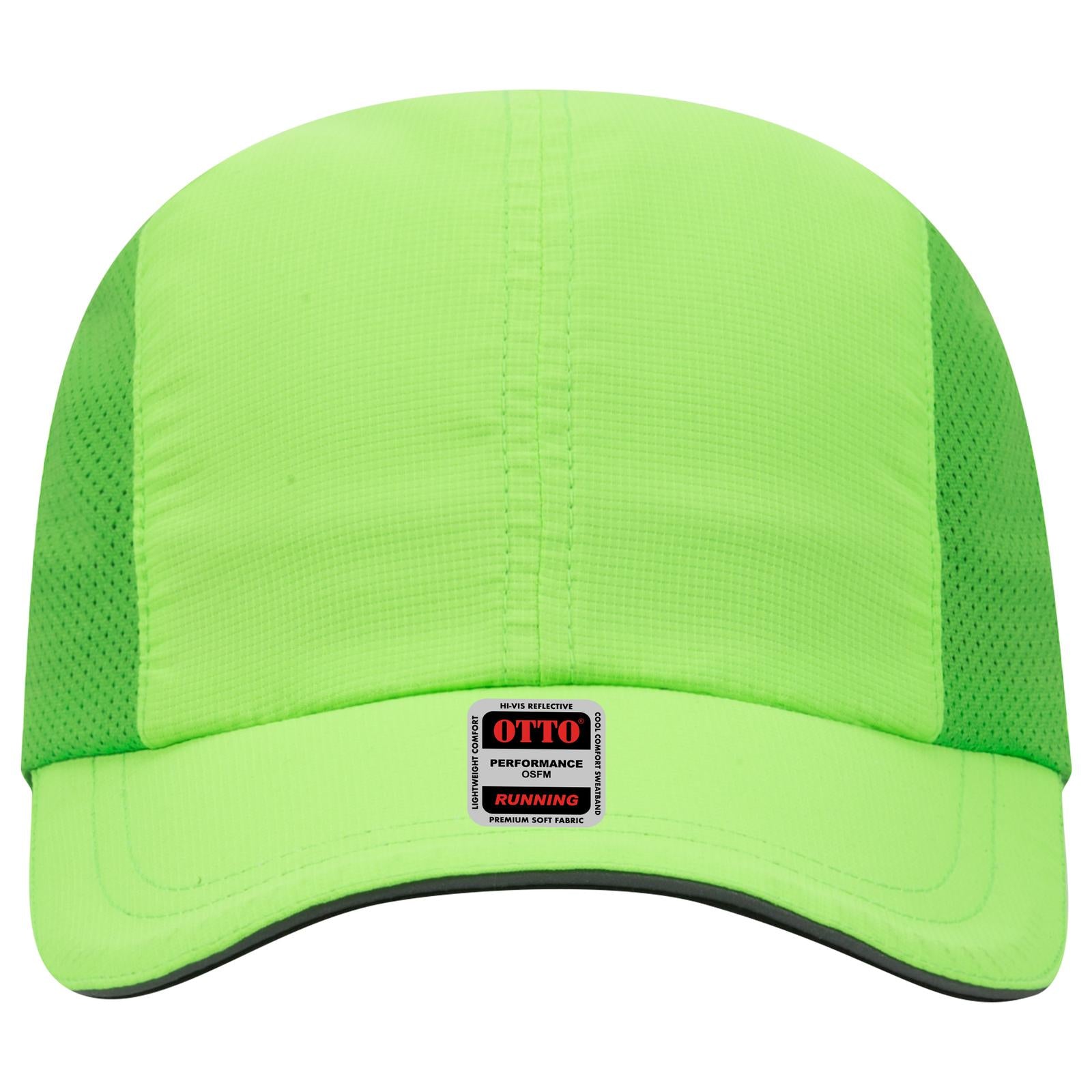 Front View of 088 - N. Green OTTO CAP Reflective 6 Panel Running Cap