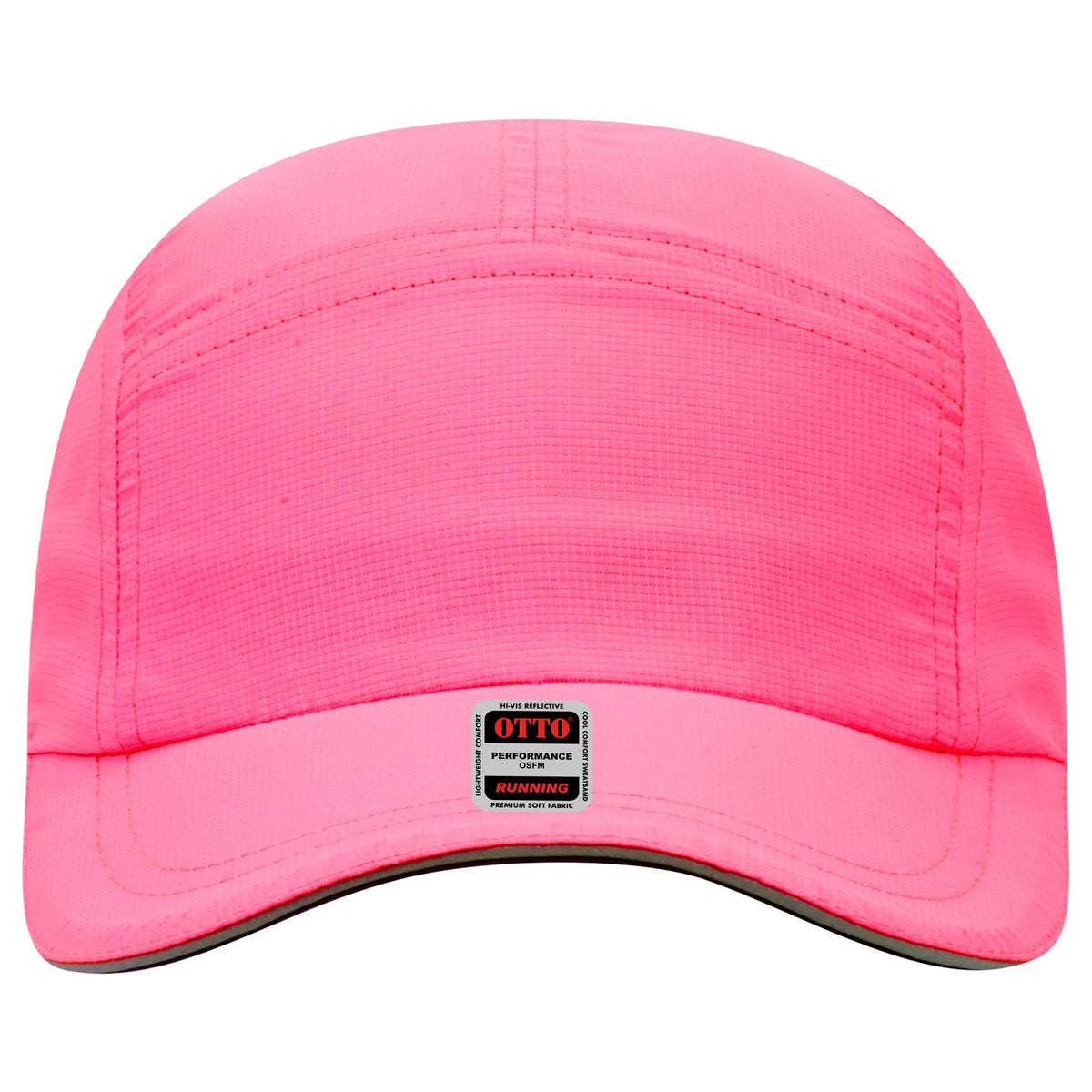 Front View of 089 - N. Pink OTTO CAP Reflective 5 Panel Running Cap