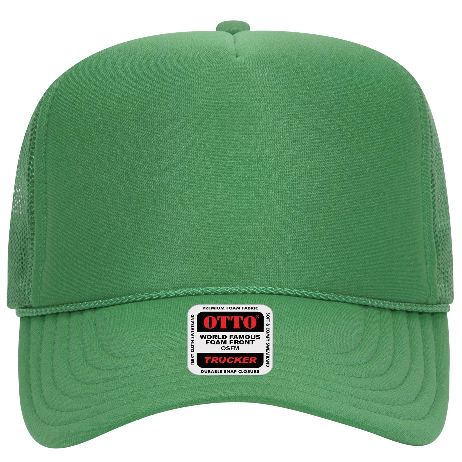 Right View of 091 - Cactus Green OTTO CAP 5 Panel High Crown Mesh Back Trucker Hat
