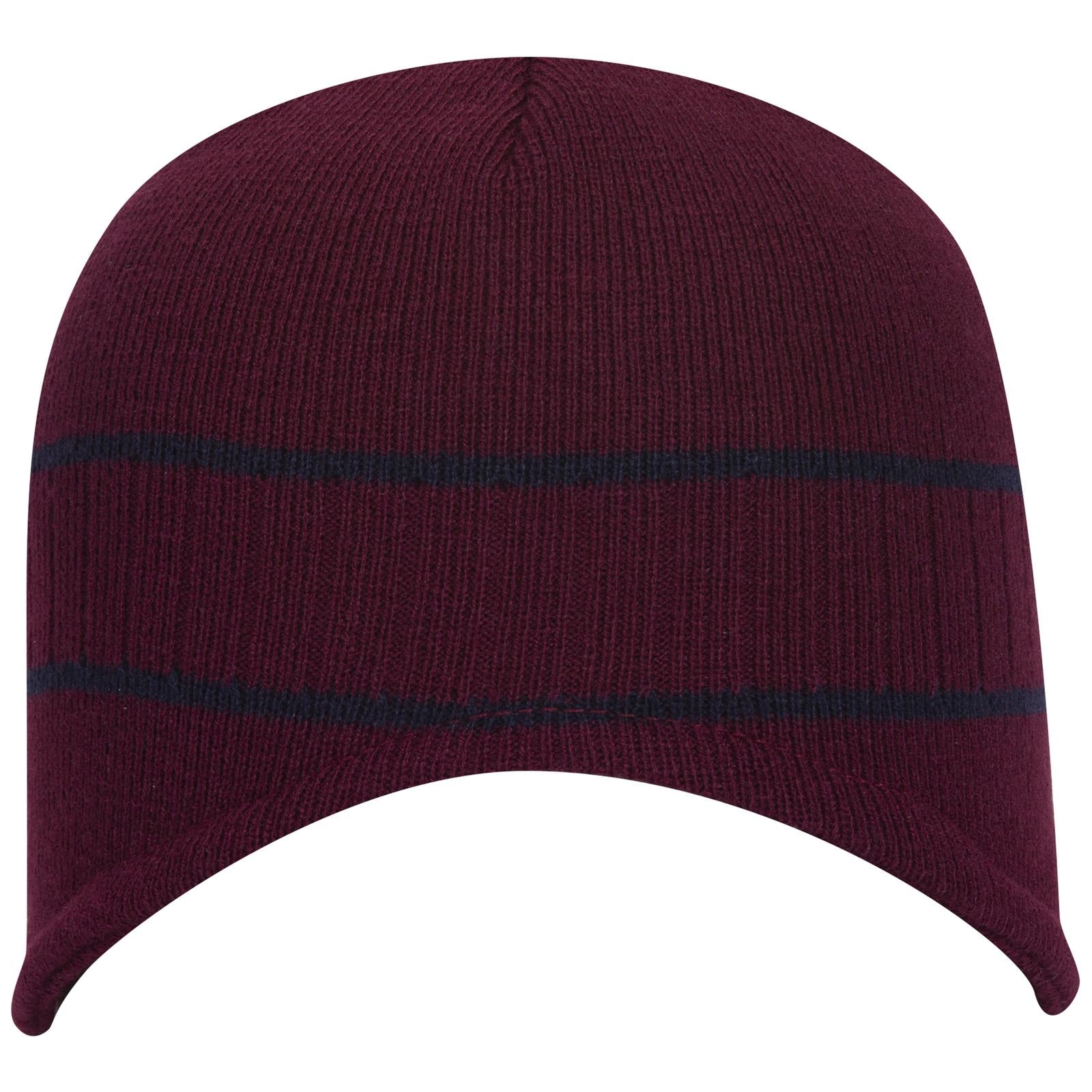 Front View of 1004 - Marn/Nvy OTTO CAP Beanie with Stripes