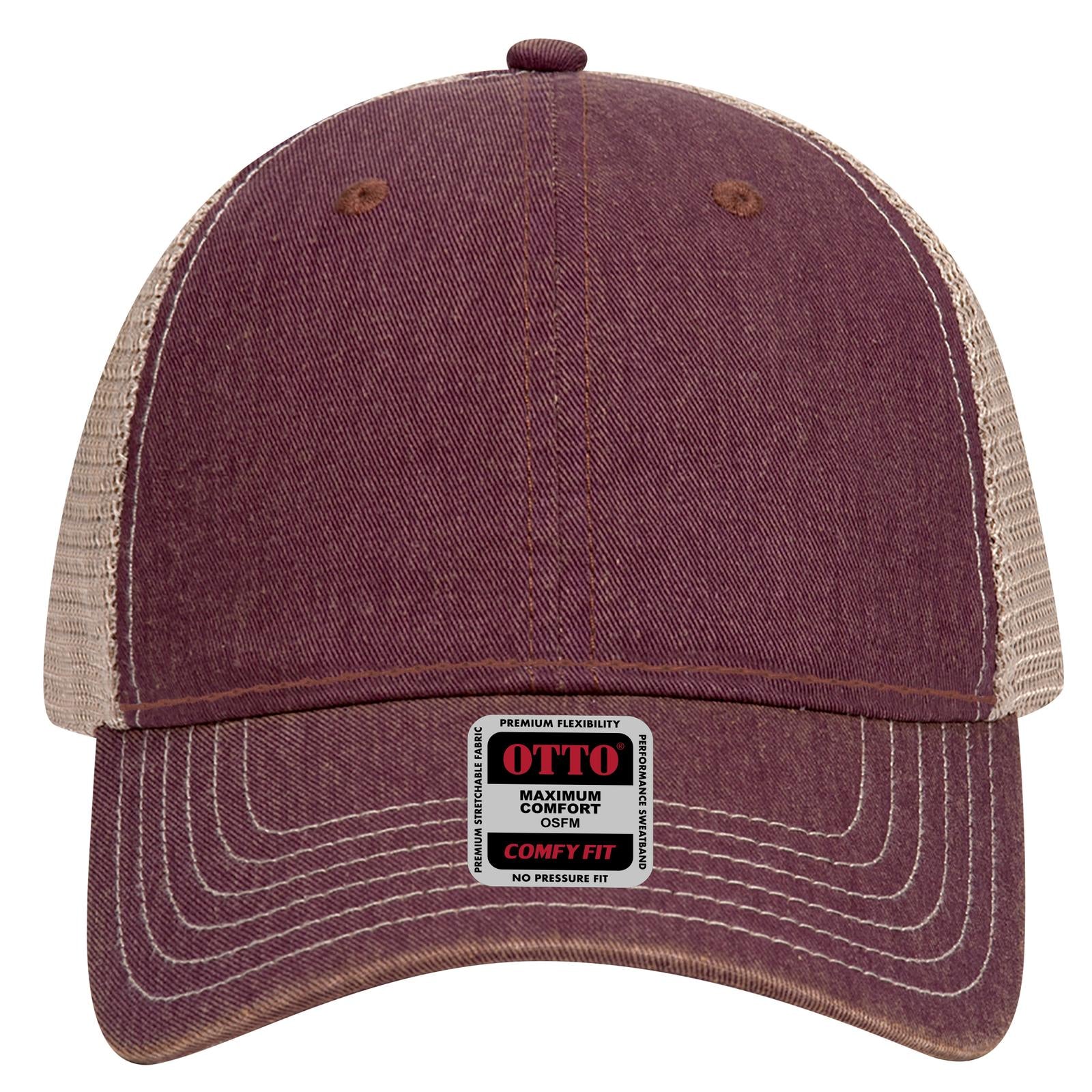 Right View of 101032 - Marn/Marn/Kha OTTO CAP 6 Panel Low Profile Mesh Back Trucker Dad Hat