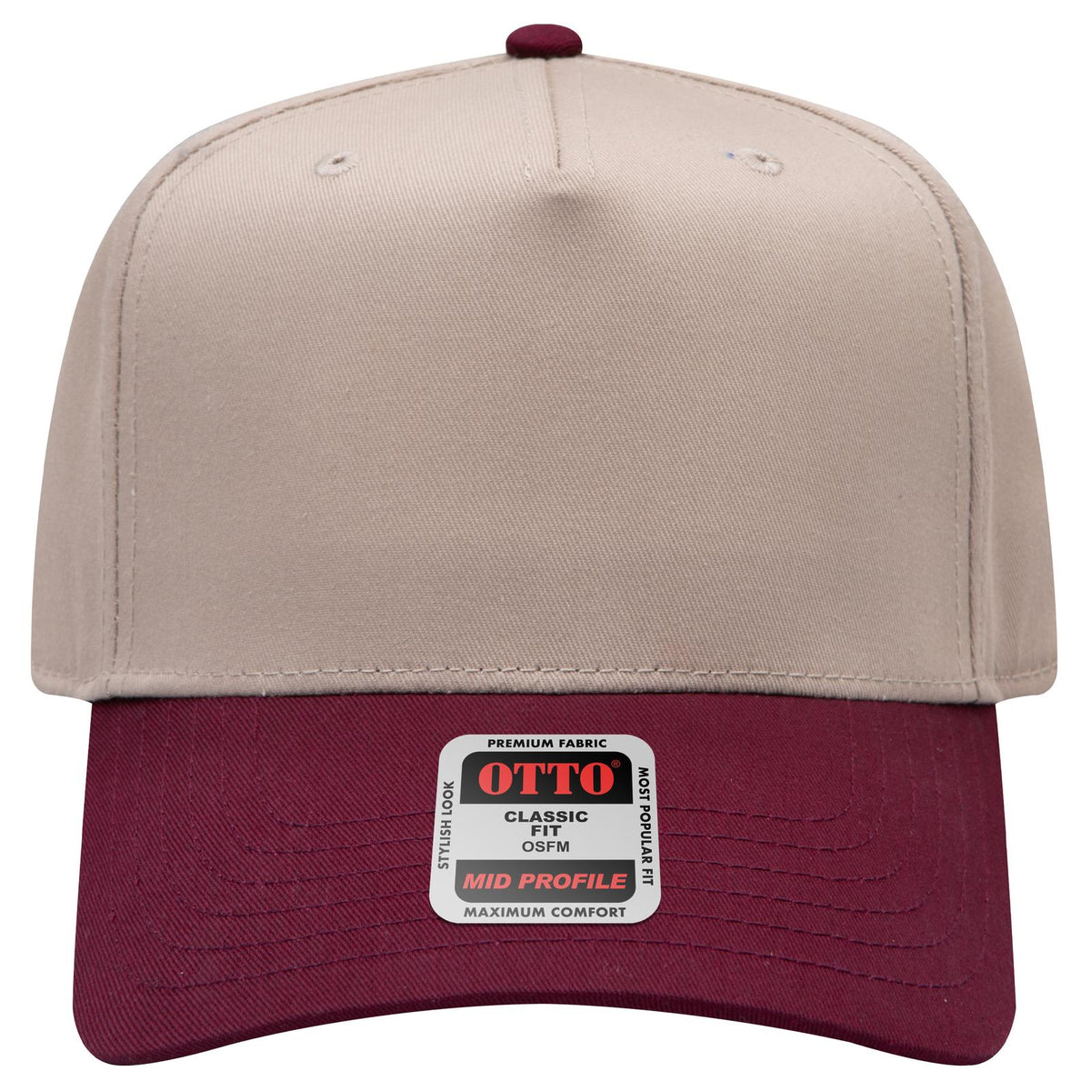 Front View of 1032 - Marn/Kha OTTO CAP 5 Panel Mid Profile Baseball Cap