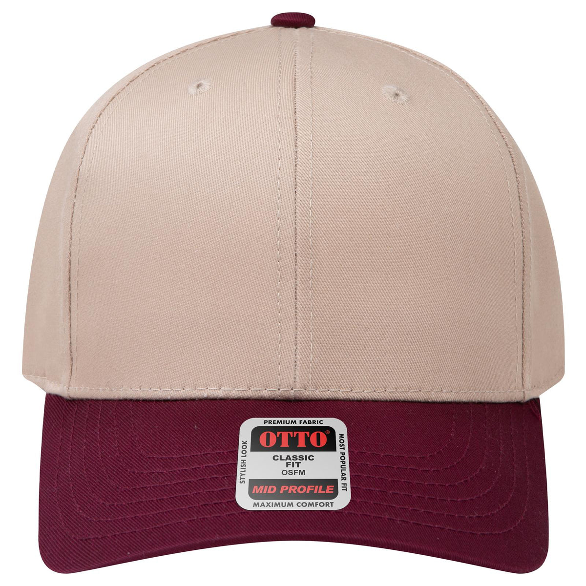 Front View of 1032 - Marn/Kha OTTO CAP 6 Panel Mid Profile Baseball Cap