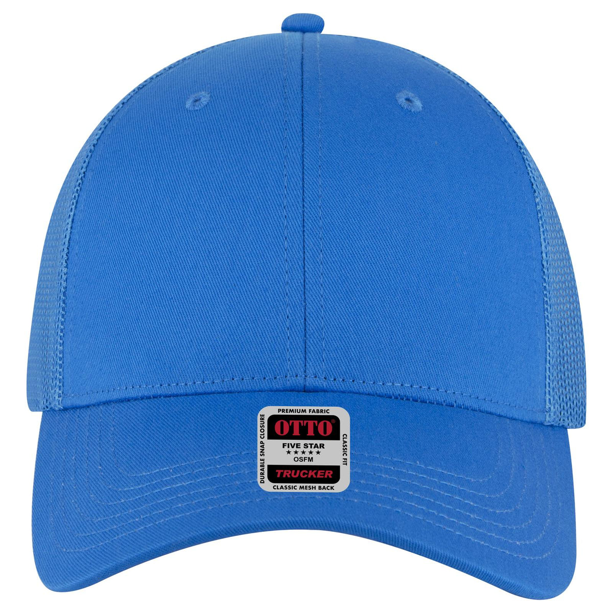 Front View of 104 - Lake Blue OTTO CAP 6 Panel Low Profile Mesh Back Trucker Hat