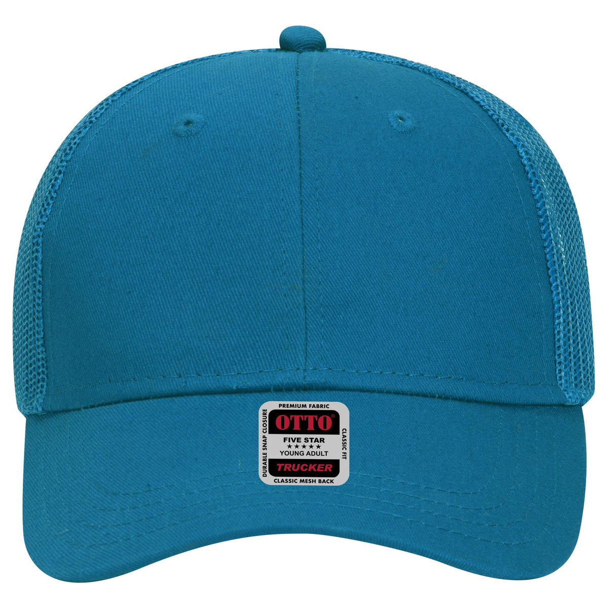 Front View of 104 - Lake Blue OTTO CAP 6 Panel Low Profile Mesh Back Trucker Hat
