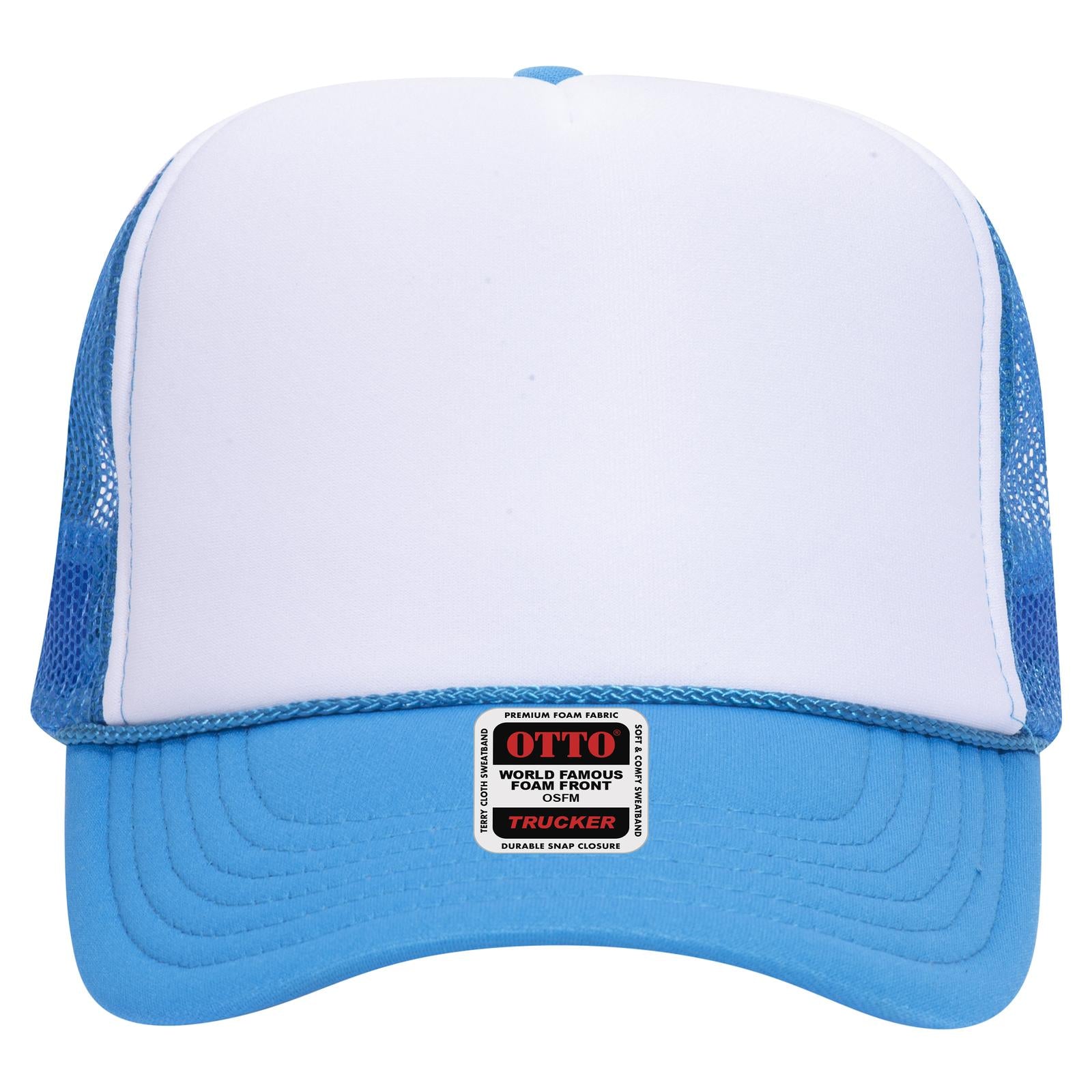 Right View of 10716107 - N.Blu/Wht/N.Blu OTTO CAP 5 Panel High Crown Mesh Back Trucker Hat