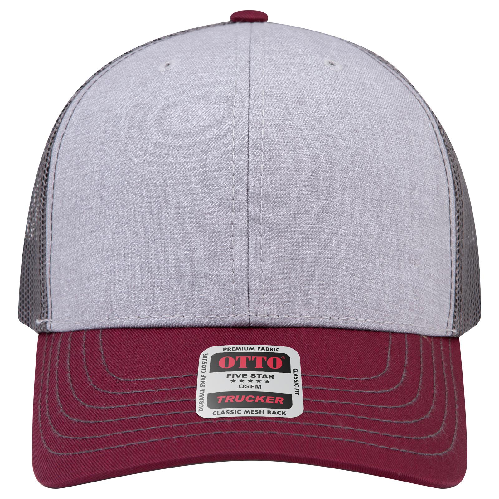 Right View of 107425 - Mrn/H.Gry/Ch.Gry OTTO CAP 6 Panel Mid Profile Mesh Back Trucker Hat