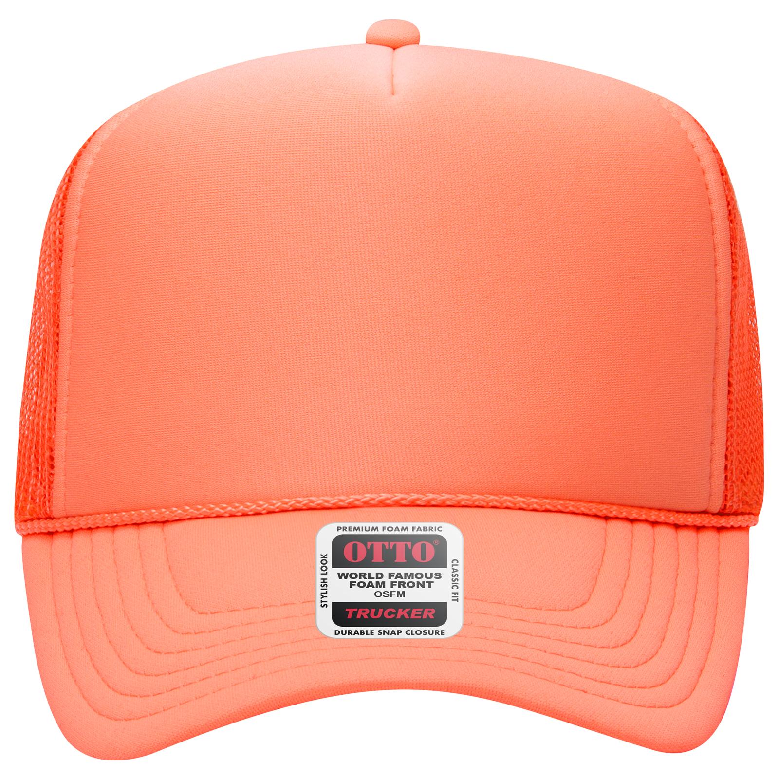 Right View of 110 - Coral OTTO CAP 5 Panel High Crown Mesh Back Trucker Hat