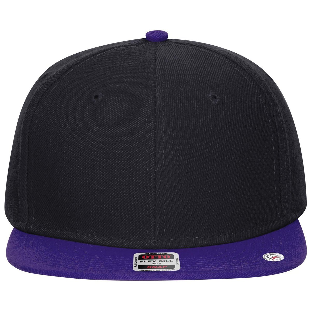 Front View of 110303 - Pur/Blk/Blk OTTO CAP "OTTO SNAP" 6 Panel Pro Style Snapback Hat