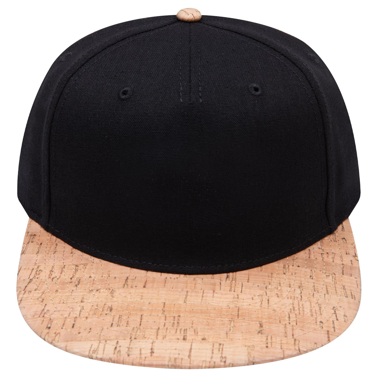 Front View of 11203 - Cork/Blk OTTO CAP "OTTO SNAP" 5 Panel Pro Style Snapback Hat
