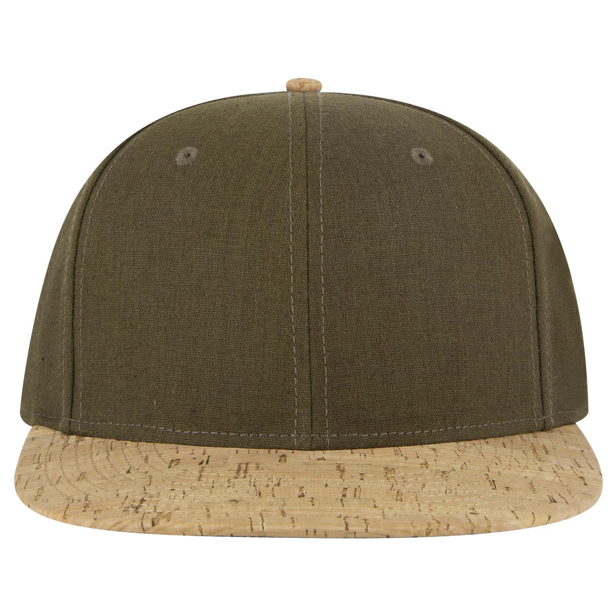 Front View of 11283 - Cork/Ml Grn OTTO CAP "OTTO SNAP" 6 Panel Pro Style Snapback Hat