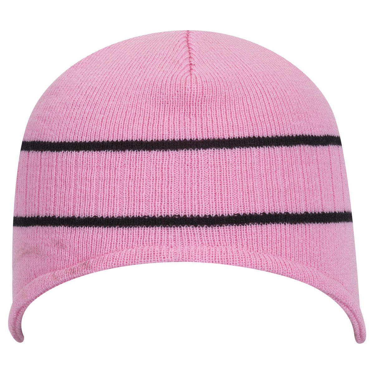 Front View of 1203 - S.Pnk/Blk OTTO CAP Beanie with Stripes