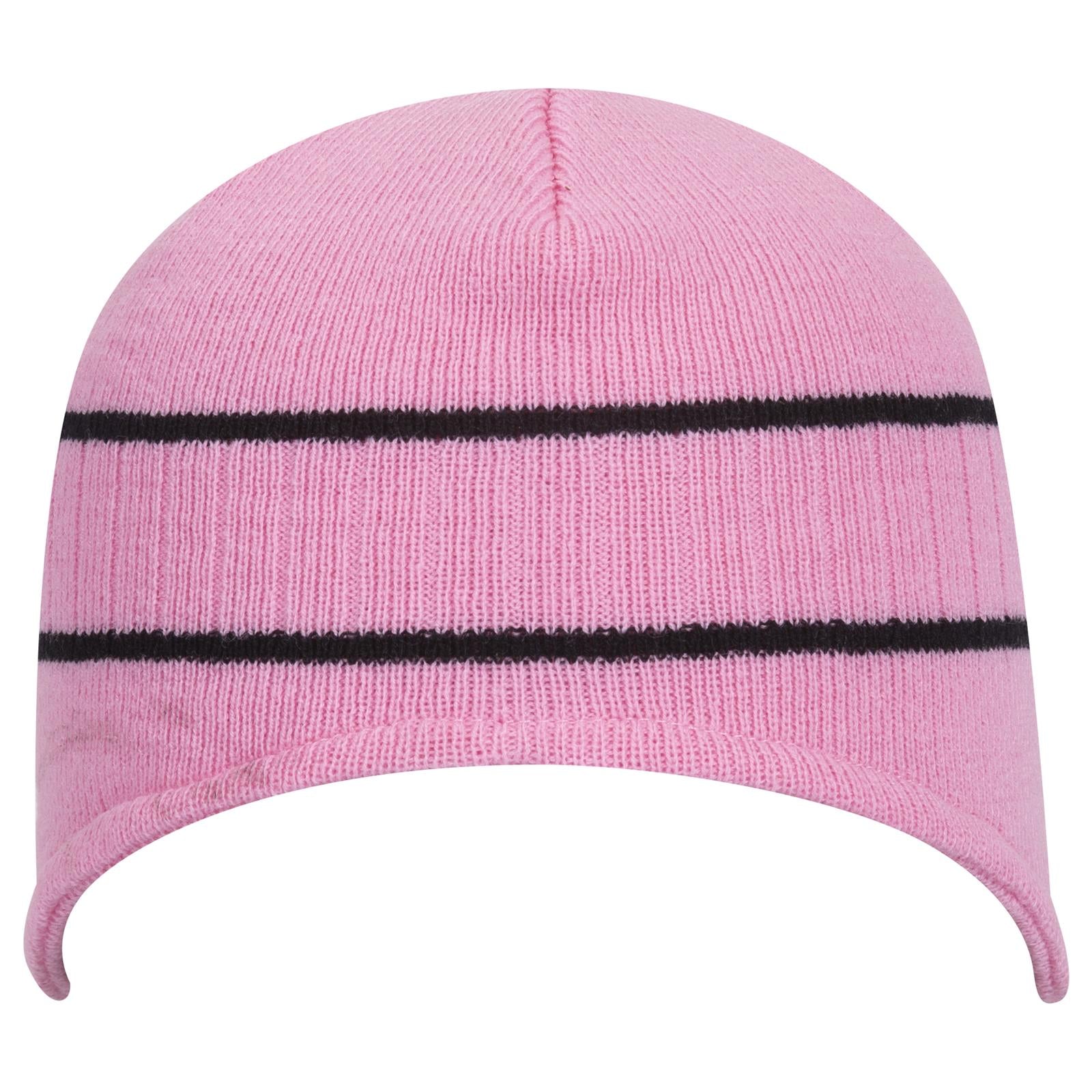 Front View of 1203 - S.Pnk/Blk OTTO CAP Beanie with Stripes