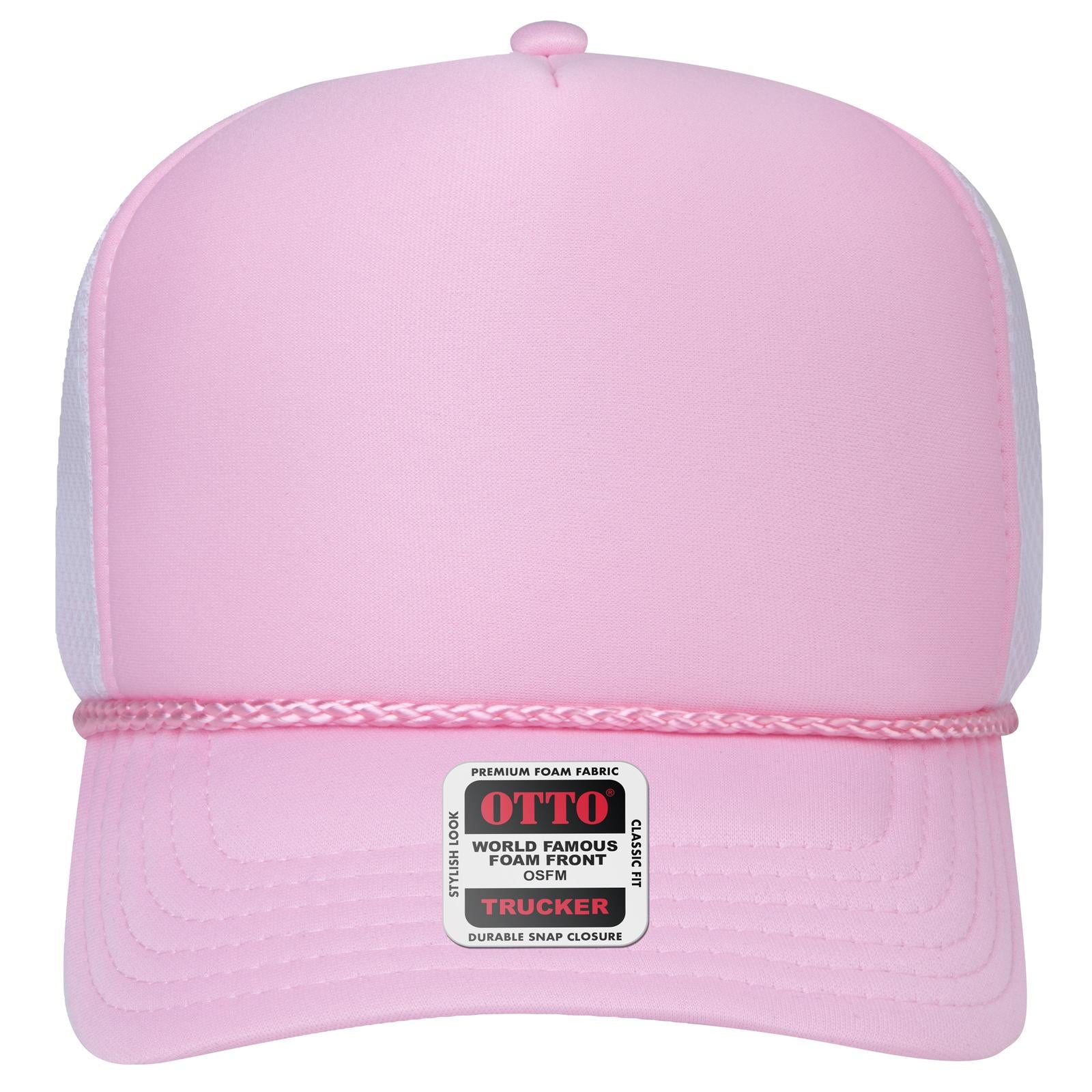 Right View of 121216C - S.Pnk/S.Pnk/Wht OTTO CAP 5 Panel High Crown Air Mesh Back Trucker Hat