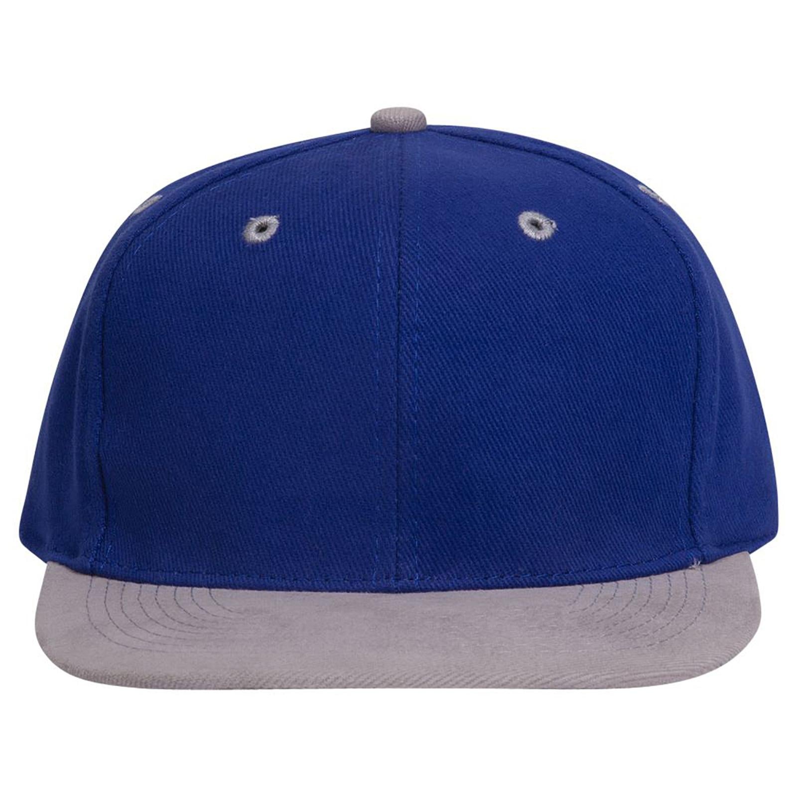 Front View of 1401 - Gry/Ryl OTTO CAP 6 Panel Mid Profile Baseball Cap