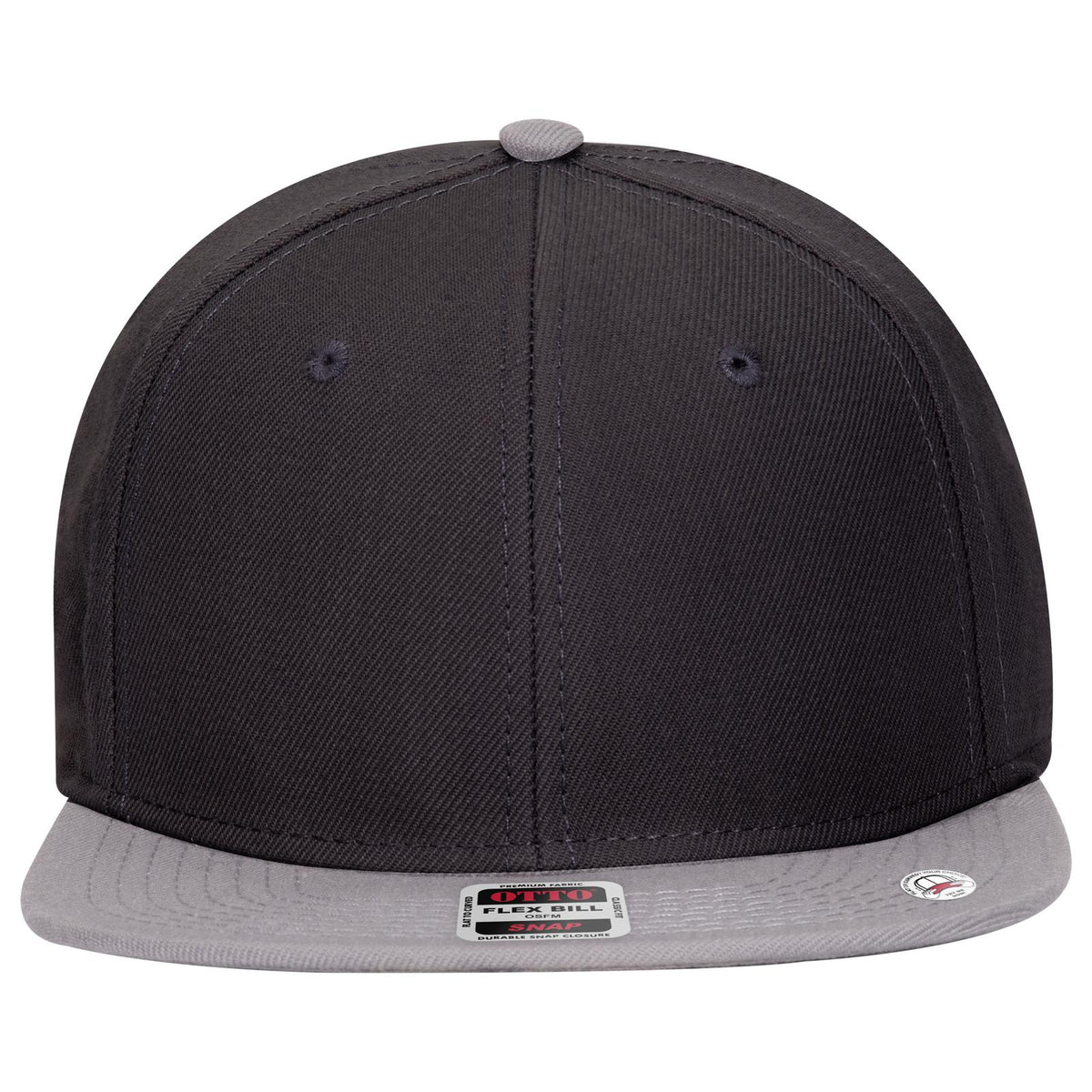 Front View of 140303 - Gry/Blk/Blk OTTO CAP "OTTO SNAP" 6 Panel Pro Style Snapback Hat
