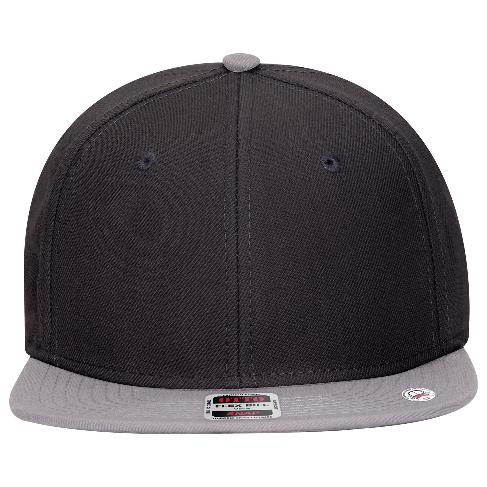 Front View of 140303 - Gry/Blk/Blk OTTO CAP "OTTO SNAP" 6 Panel Pro Style Snapback Hat