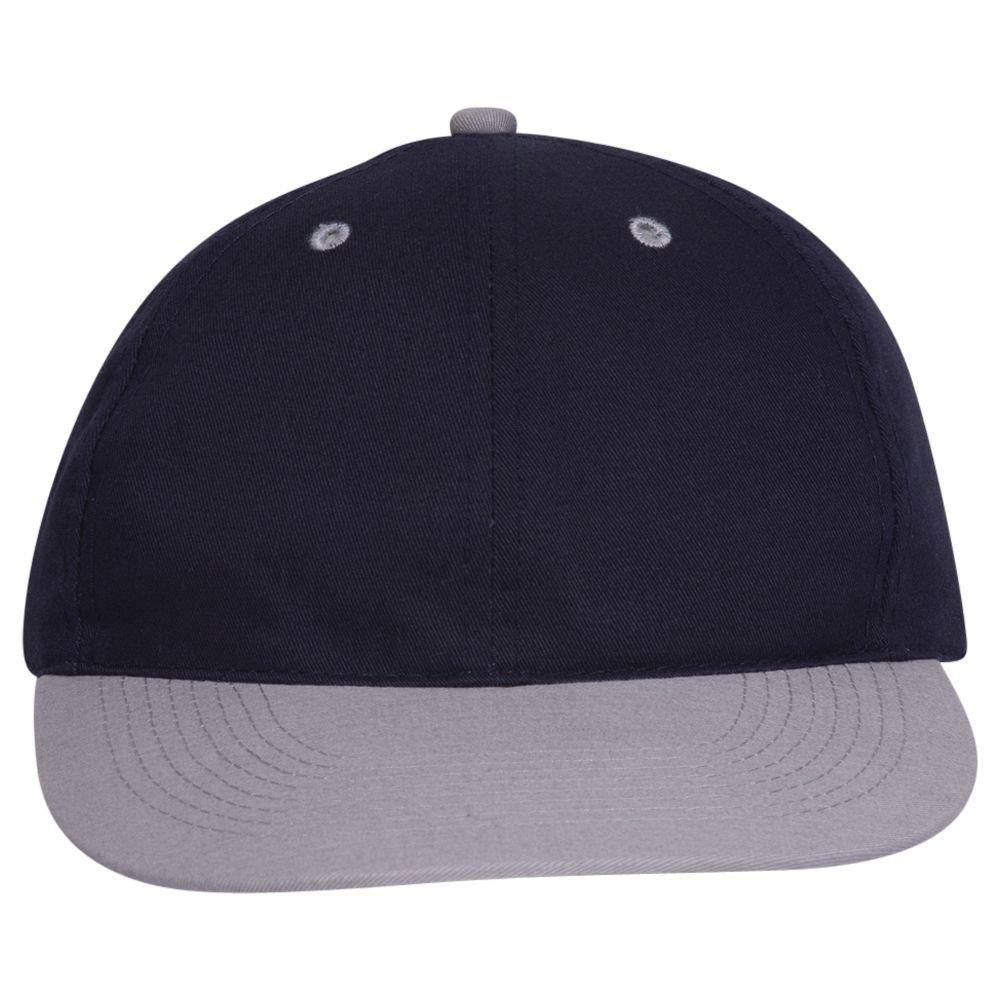 Front View of 1404 - Gry/Nvy OTTO CAP 6 Panel Low Profile Baseball Cap