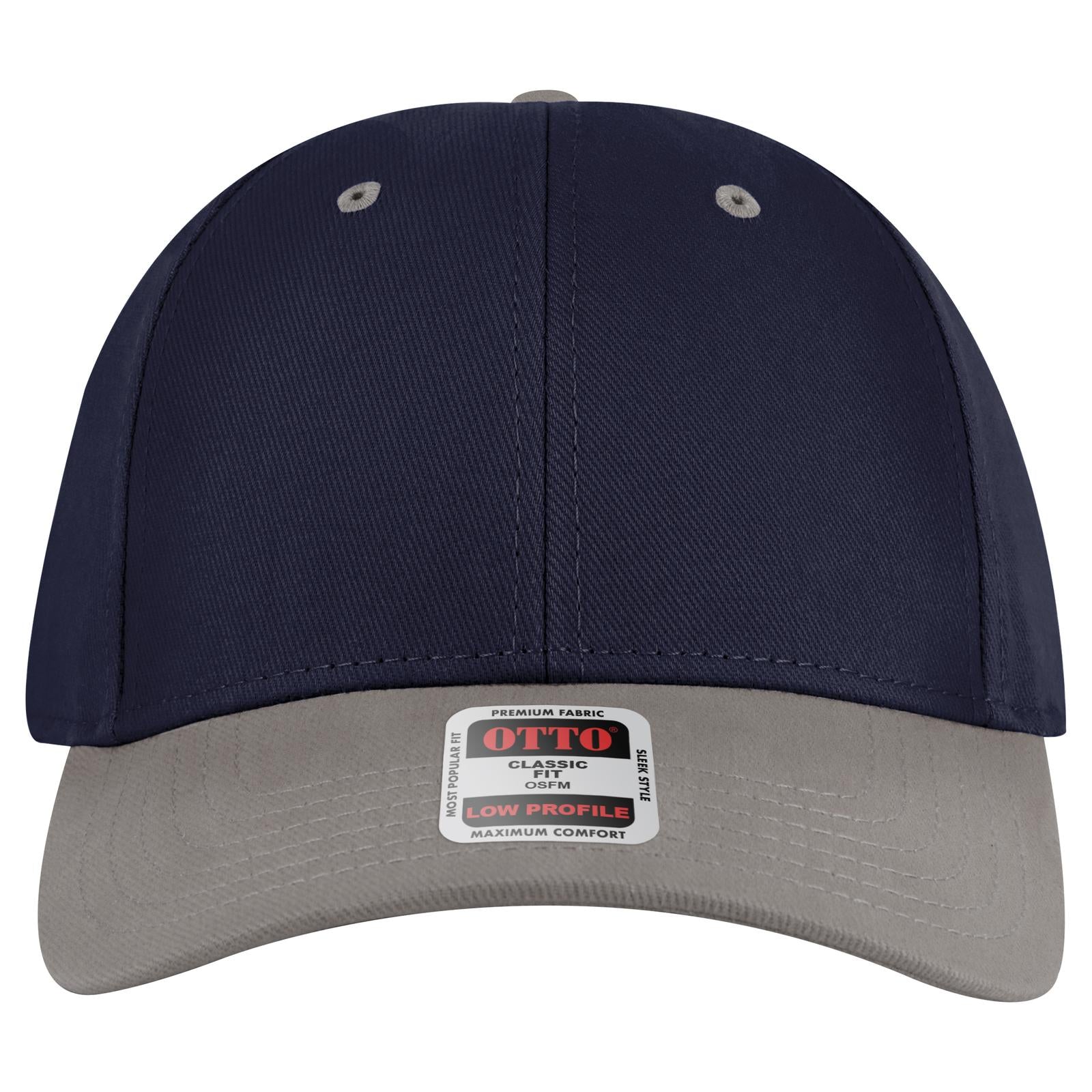 Right View of 1404 - Gry/Nvy OTTO CAP 6 Panel Low Profile Baseball Cap